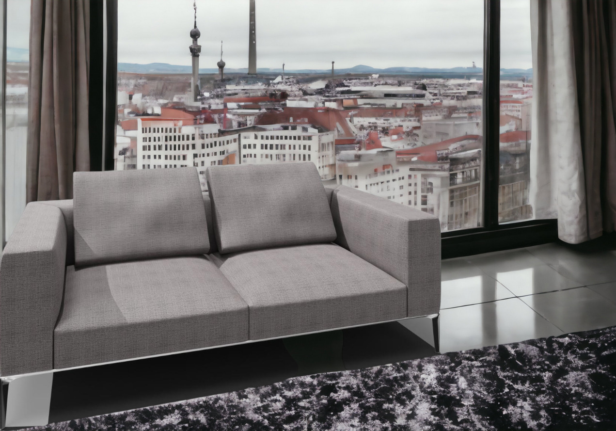 Jaan Living Sofa, 2,5 Sitzer in Grau mit Kissen, modernes Wohnzimmer Sofa.
