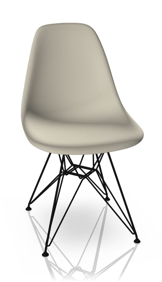 Eames DSR Stuhl in Kieselstein mit schwarzem Eiffelgestell, moderner Designklassiker von Vitra.