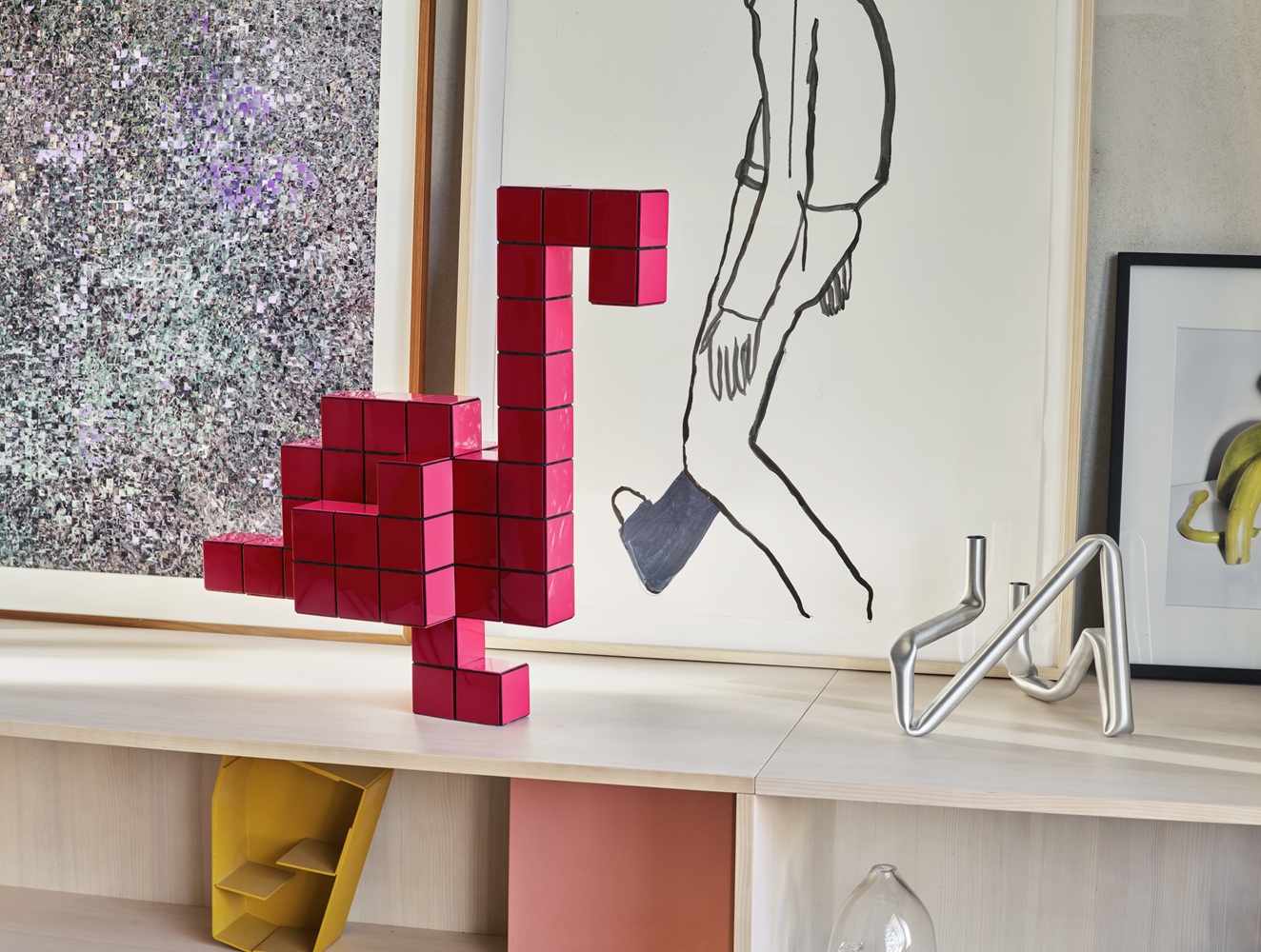 Panton Cubes Flamingo Duoton Sculptuur Vitra