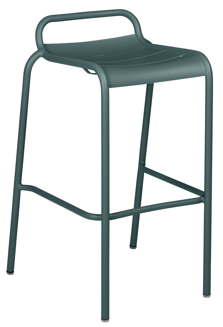 Luxembourg Barstool von Fermob, ein grüner, moderner Barhocker für den Außenbereich aus pulverbeschichtetem Aluminium.