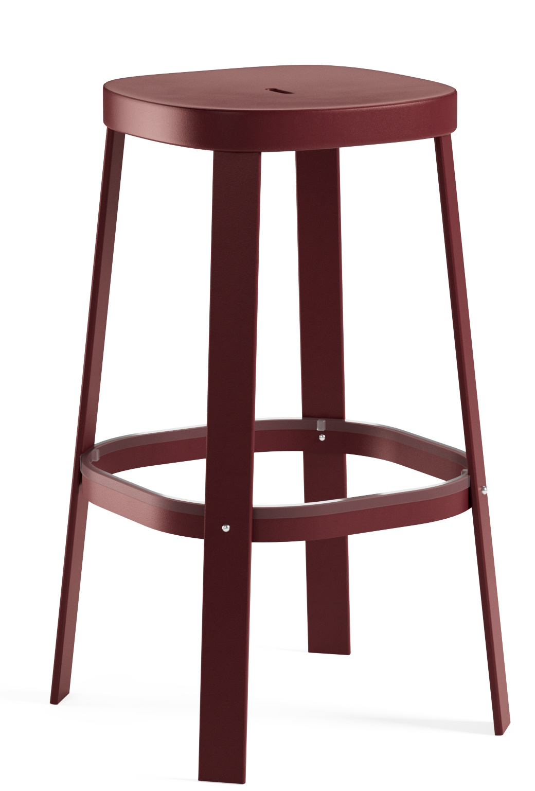 Thor Barstool Barhocker von Emu für den Außenbereich, aus Metall in Bordeauxrot.