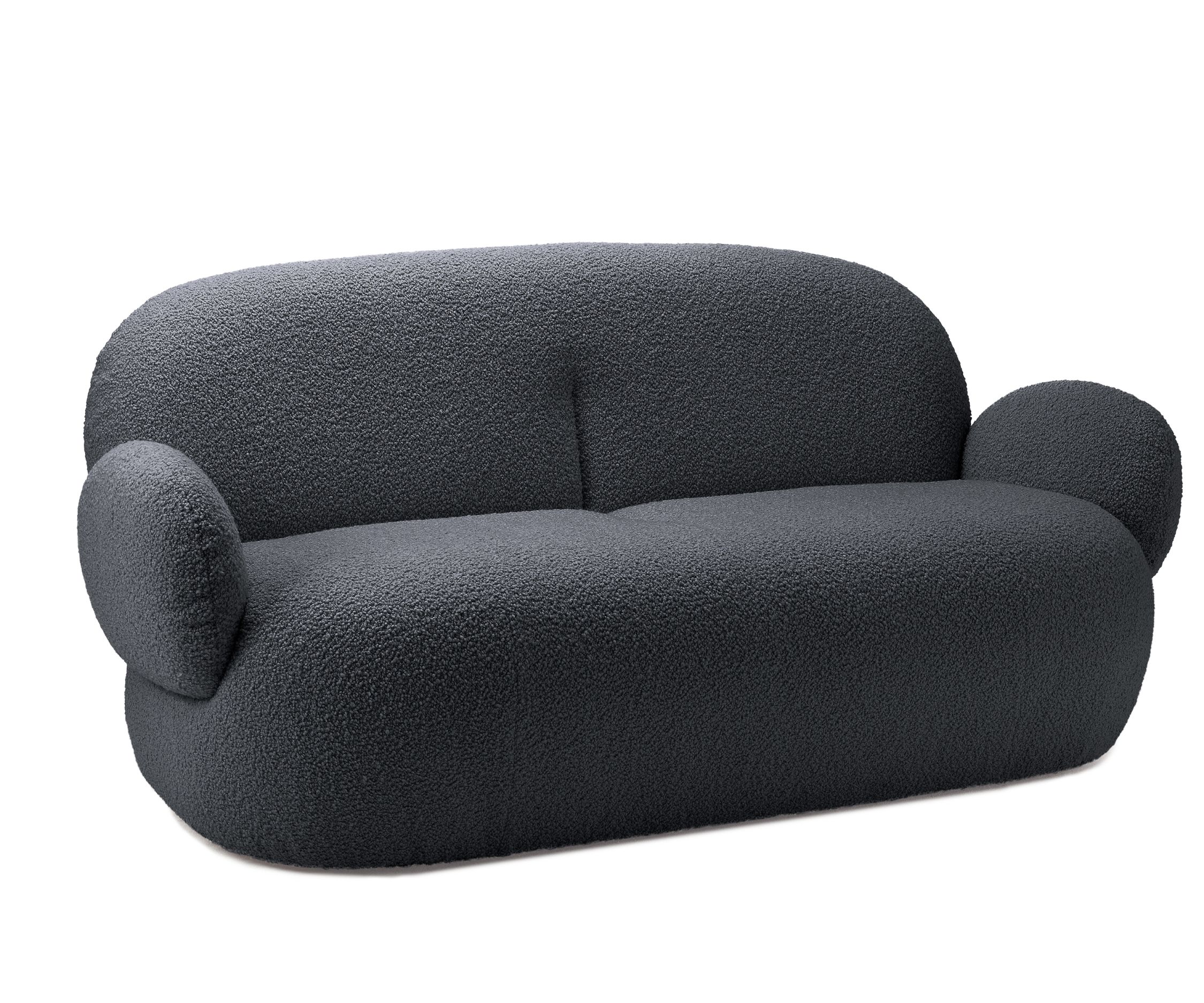 Nana Couch von Freifrau Manufaktur, modernes Sofa mit Bouclé-Bezug in Anthrazit, Wohnzimmer Möbel.
