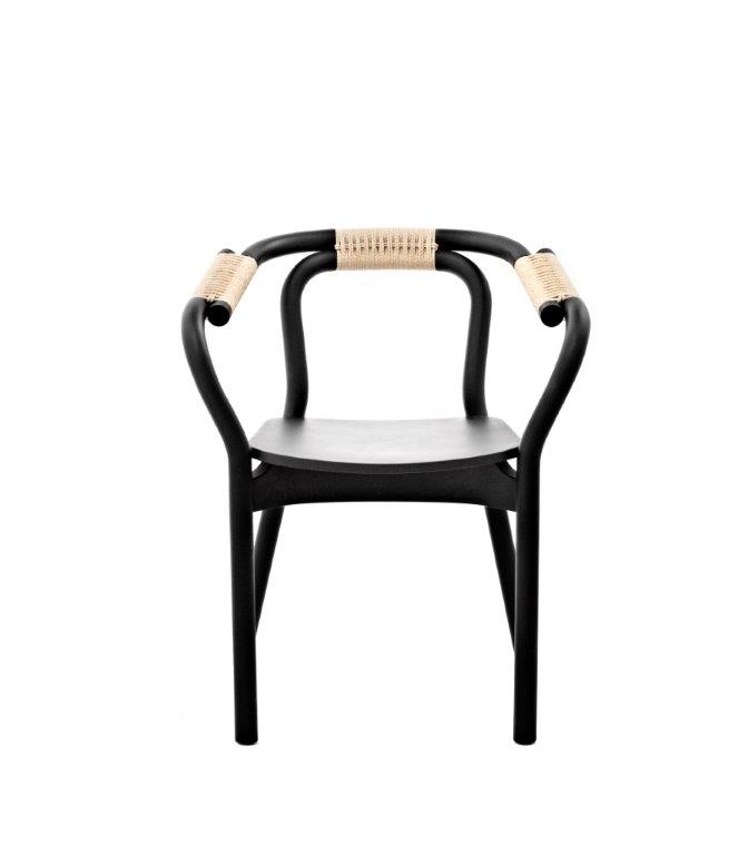 Schwarzer Knot Chair von Normann Copenhagen mit Seil-Details, skandinavisches Design für Wohnzimmer und Esszimmer.