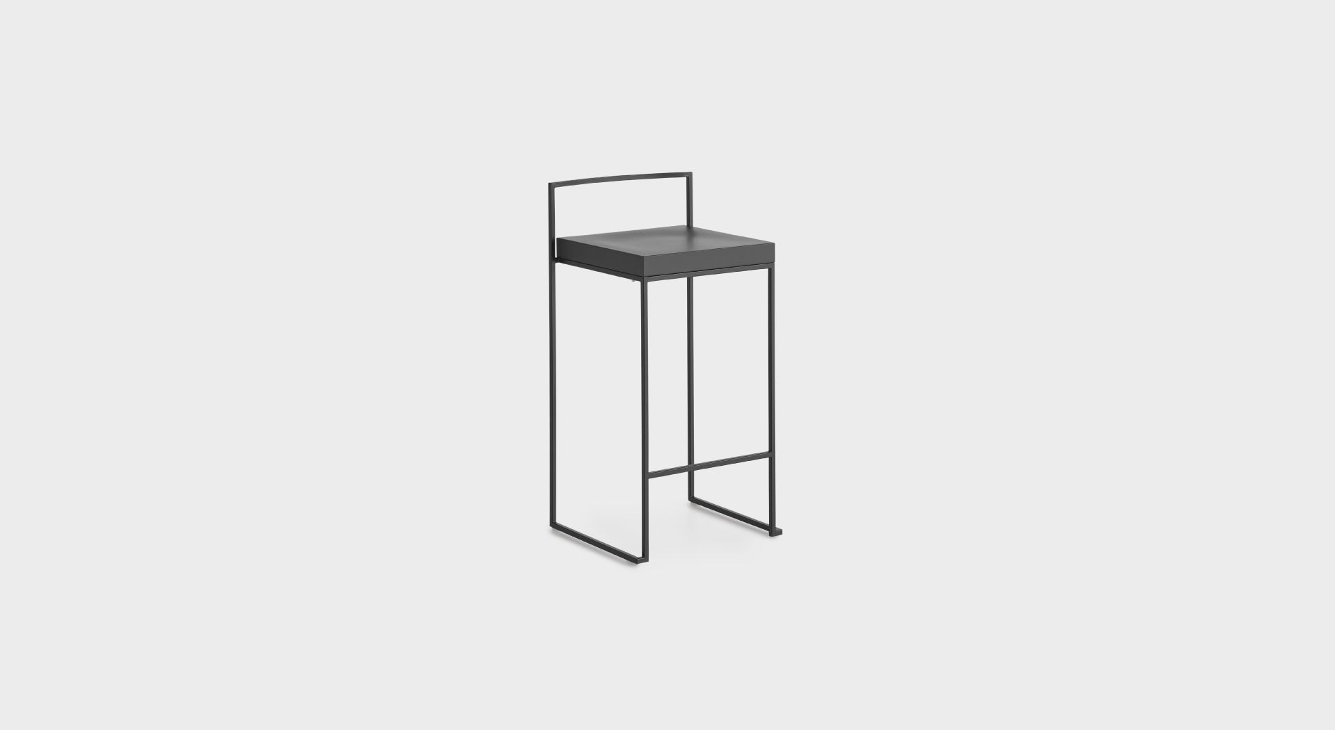 Cubo Barhocker mit schwarzem Metallgestell und grauem Sitzpolster, ideal für moderne Küchen.