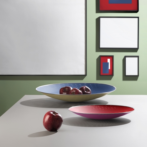 Cohncave blauw en ivoorkleurige schaal SC01/49 Alessi TENTOONSTELLINGSSTUK