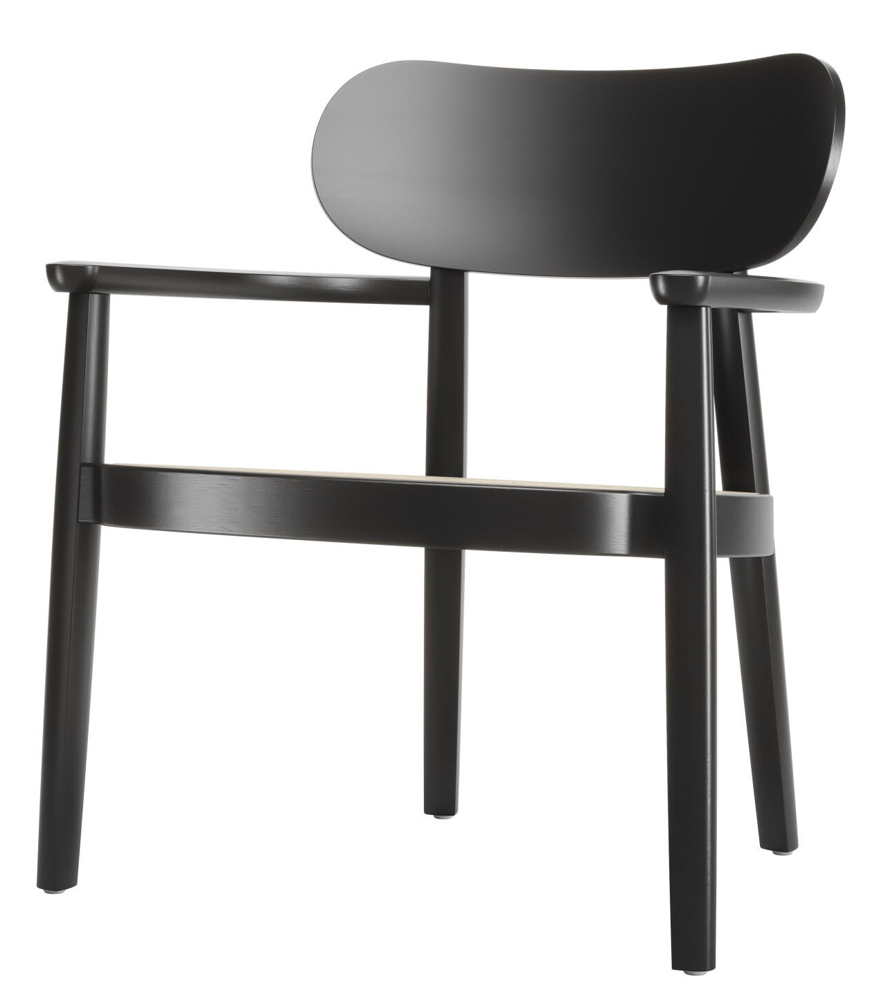 Schwarzer Holzsessel mit Armlehnen, Modell 119 MF von Thonet, klassisches Design für Wohnzimmer und Büro.