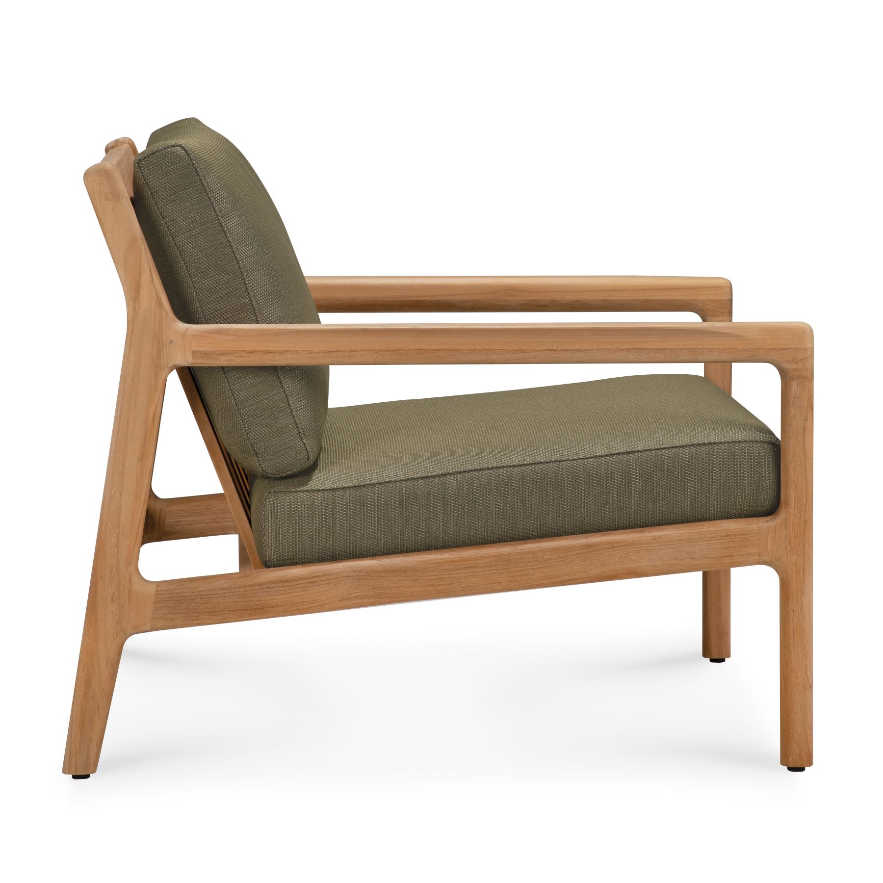 Jack Outdoor-loungestoel van teakhout met groene bekleding van Ethnicraft