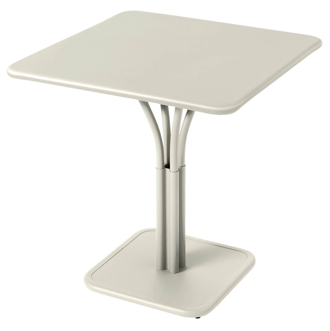 Quadratischer, beiger Luxembourg Tisch von Fermob für den Außenbereich, 71x71 cm, modernes Design.