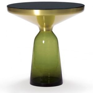 Olivgrüner Bell Side Table Beistelltisch mit Messingfuß von ClassiCon. Design Beistelltisch für Wohnzimmer.