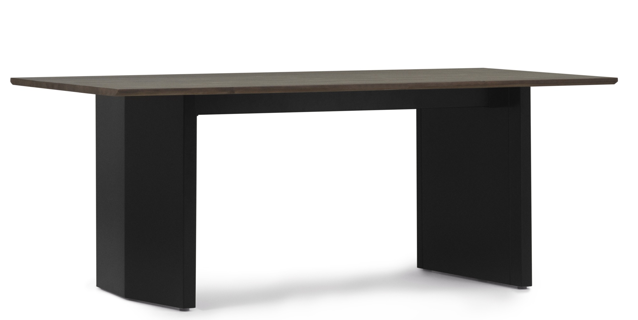Normann Copenhagen Panel Tisch, Esstisch 200x90 cm mit dunkler Tischplatte und schwarzen Beinen.