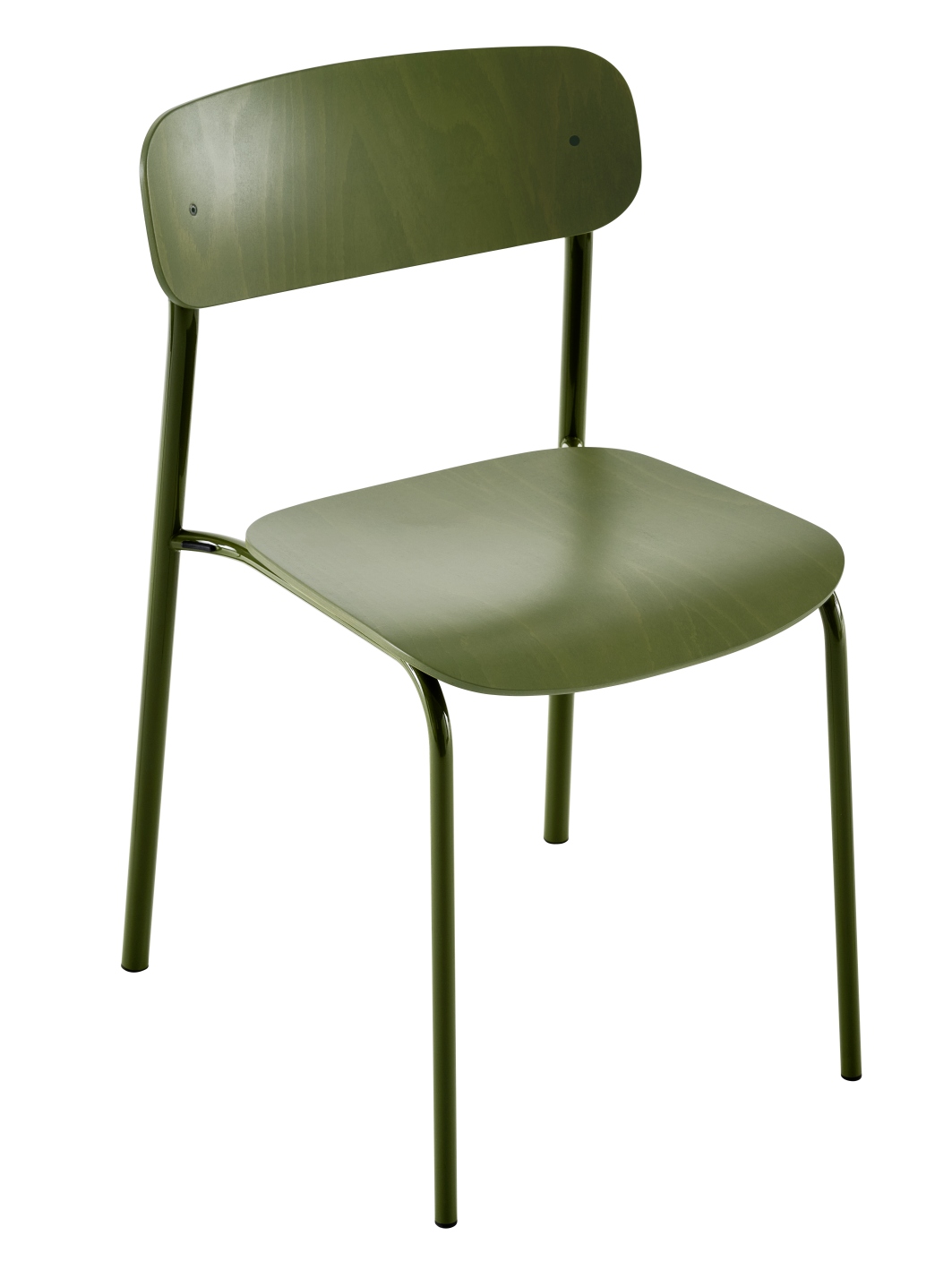 S 243 Thonet Stuhl aus Stahlrohr in Olivgrün, ein zeitloser Designklassiker für stilvolles Wohnen.
