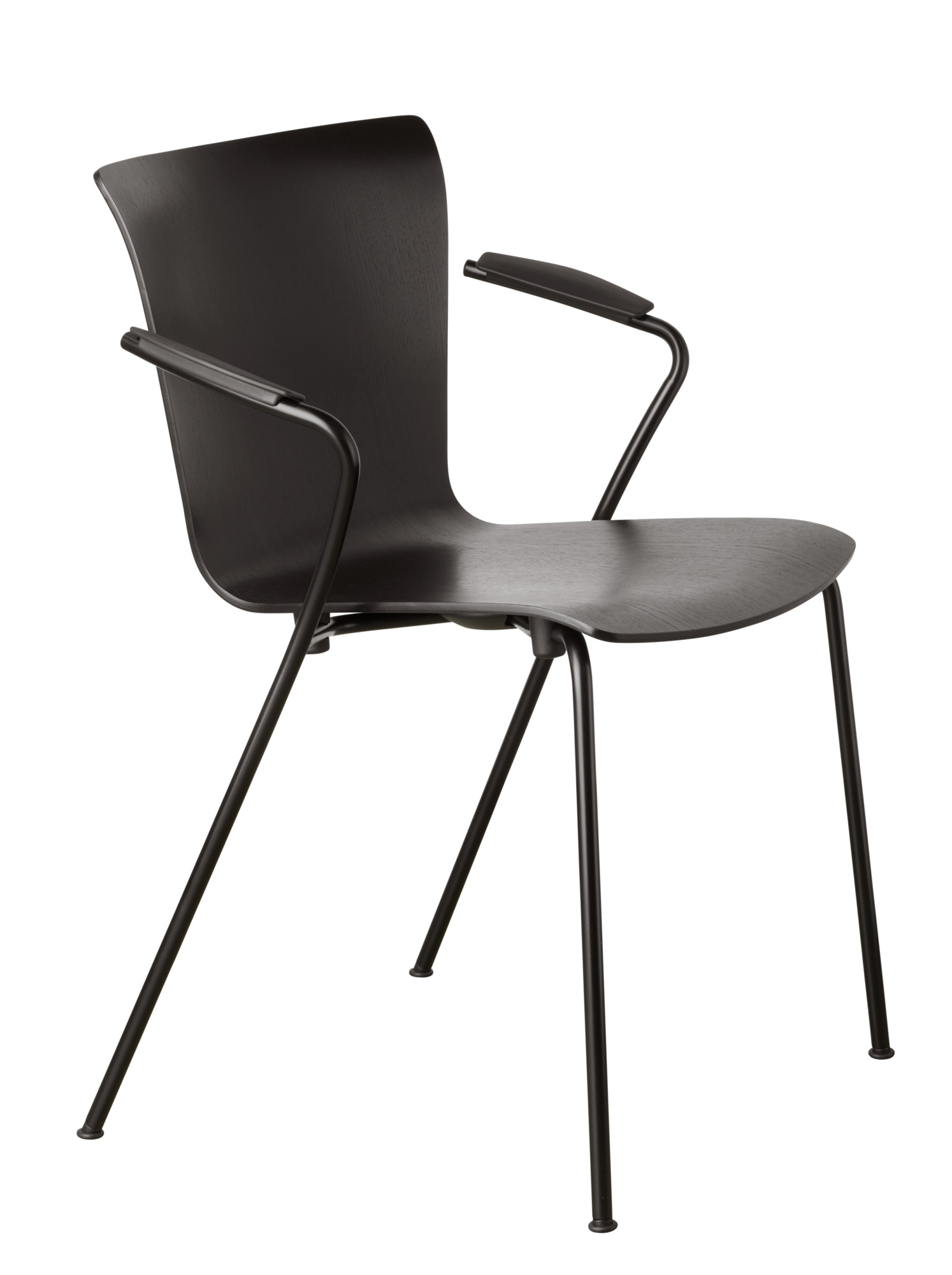 Schwarzer Vico Duo Stuhl von Fritz Hansen, moderner Designstuhl mit Armlehnen und Stahlgestell für Esszimmer und Büro.