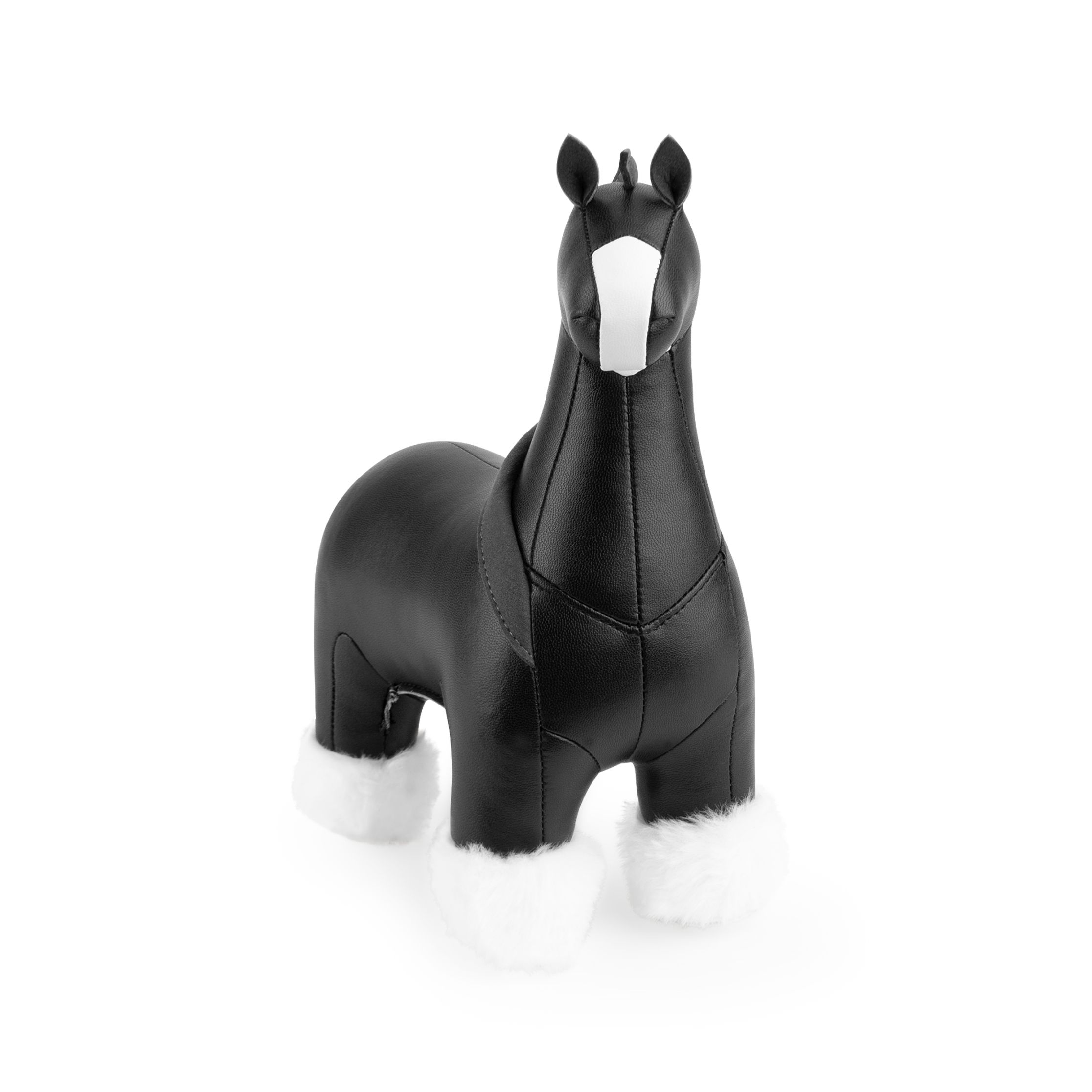Schwarze Shire Horse Buchstütze von Züny, dekoratives Accessoire für Bücherregale und Schreibtische.