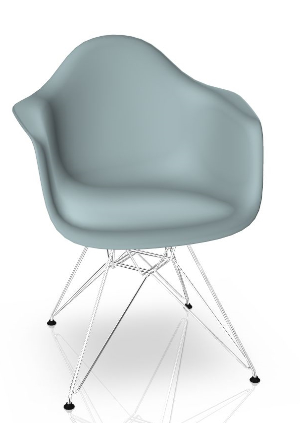 Eames Plastic Arm Chair DAR Stuhl in Eisgrau mit verchromtem Gestell von Vitra.