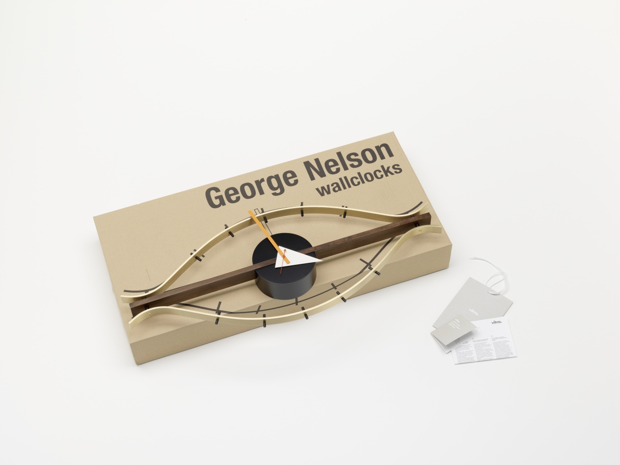 Vitra Eye Clock Wanduhr von George Nelson in Originalverpackung, modernes Design für Wohnzimmer und Büro.