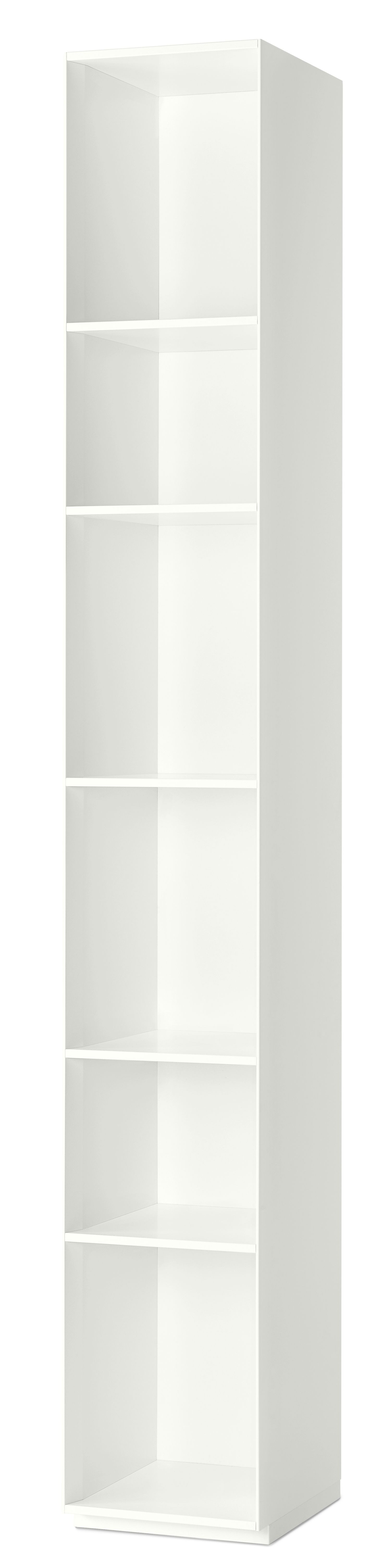Weißes Nex Pur Regal von Piure mit fünf offenen Fächern für Wohnzimmer oder Büro.