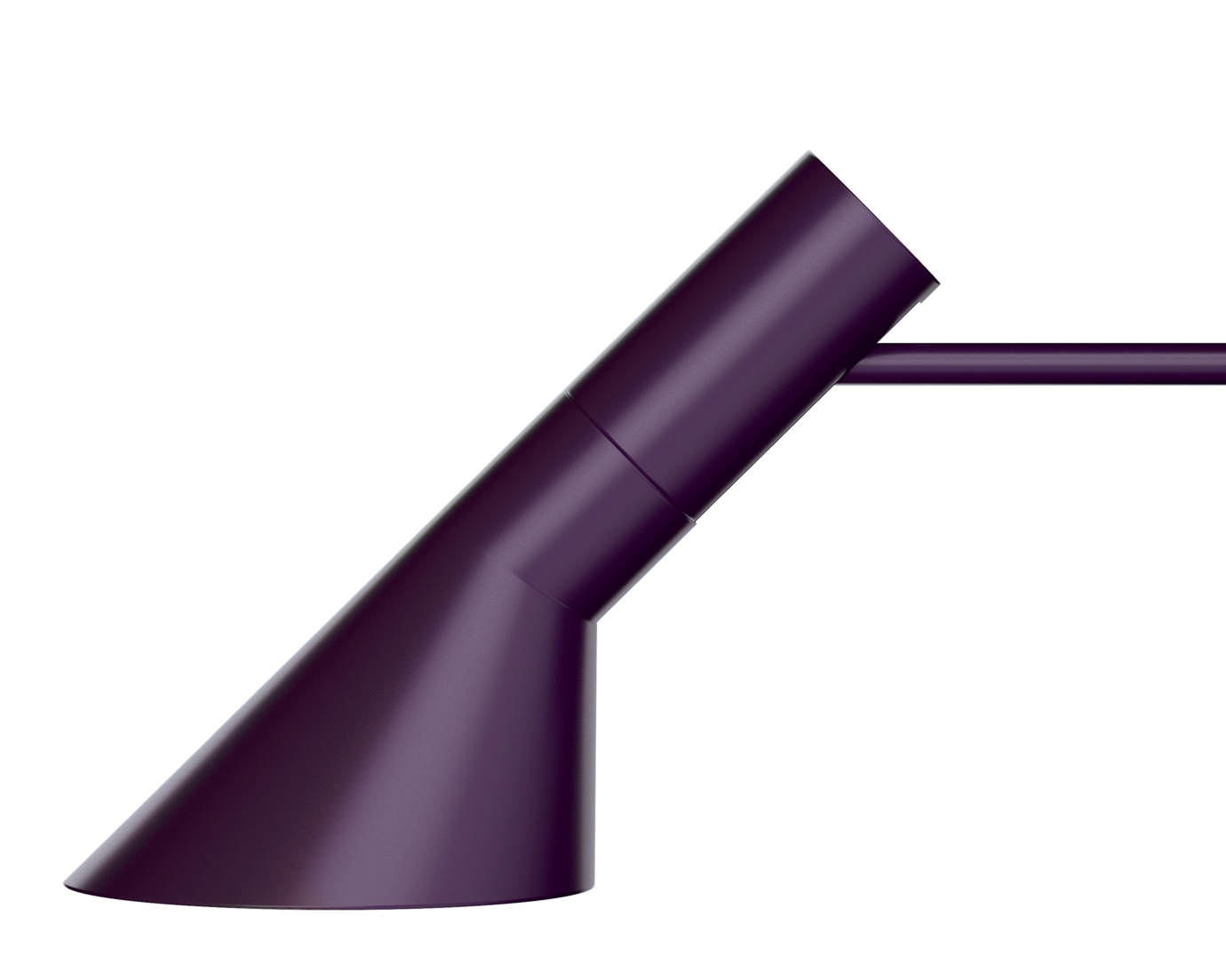 Nahaufnahme der violetten AJ Wandleuchte von Louis Poulsen, modernes Design für stilvolle Innenbeleuchtung.