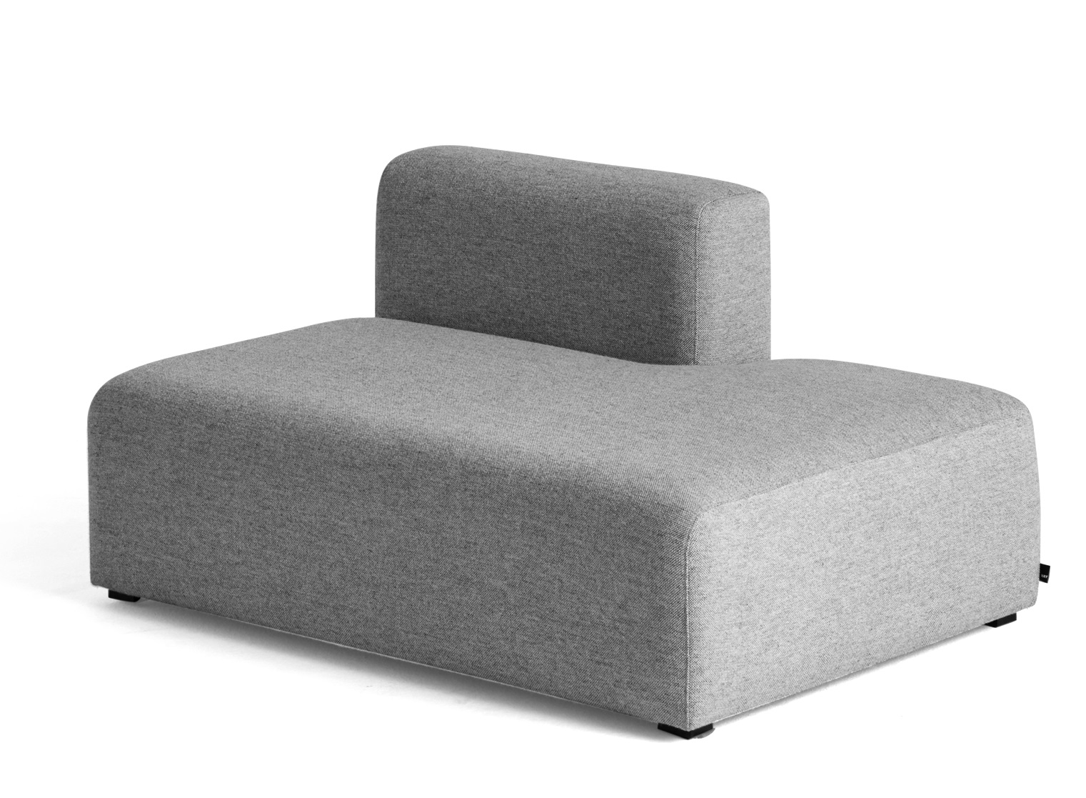 Graues Mags Sofa Modul mit Rückenlehne links von Hay, modernes Lounge Möbel.