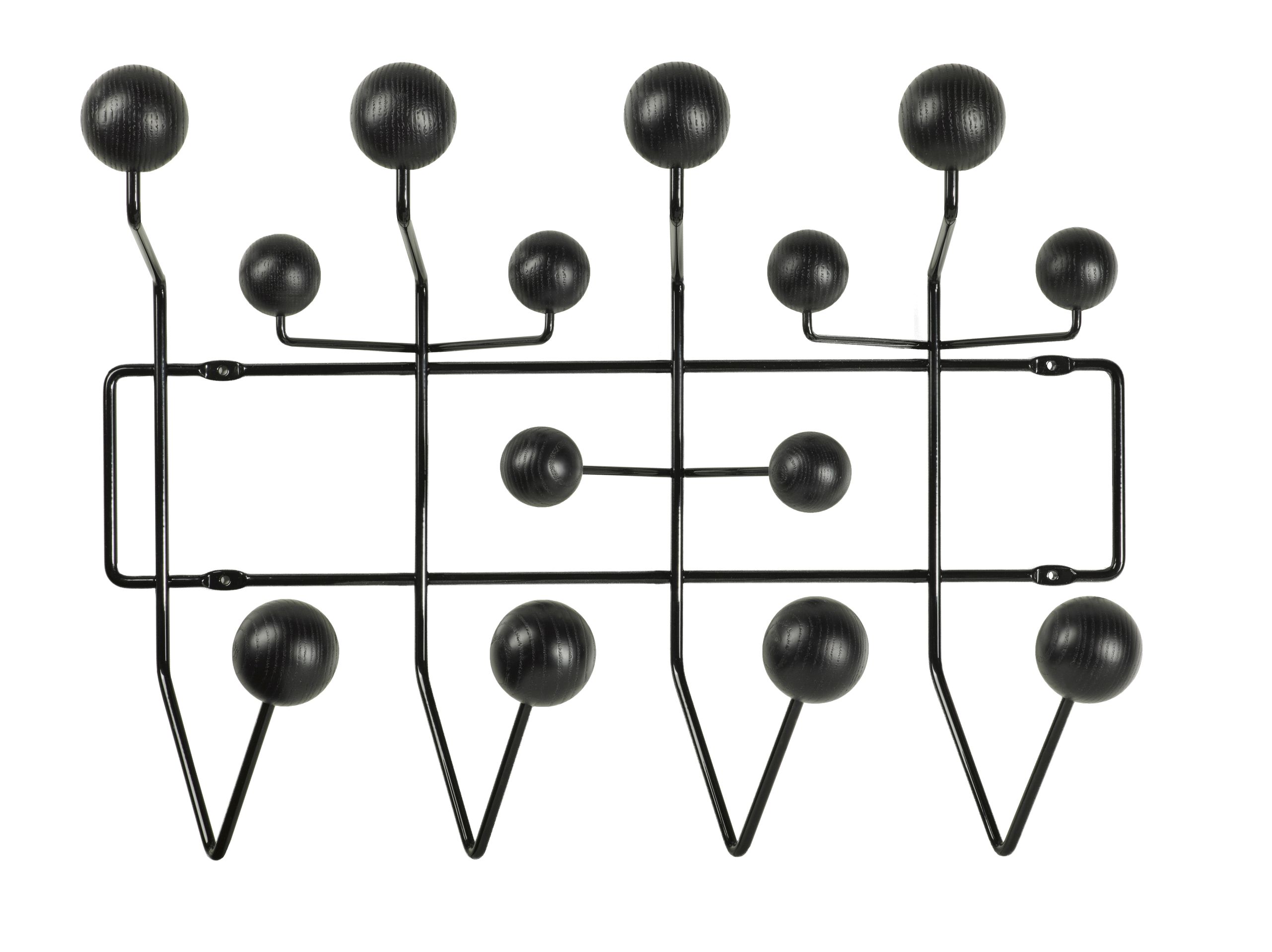 Eames Hang it all Garderobe in Esche schwarz von Vitra, moderne Wandgarderobe mit Kugeln.