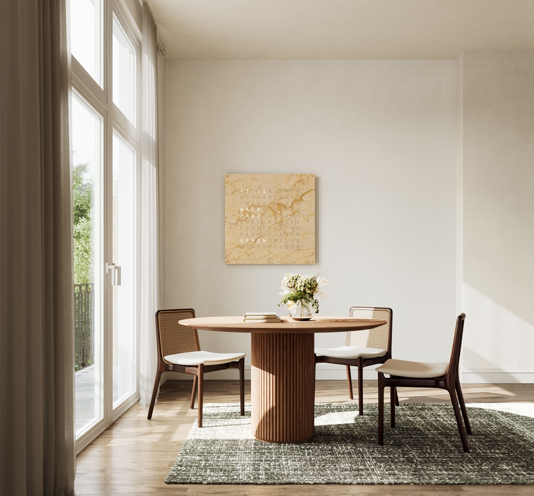 Earth 90 Creator's Edition wandklok / Tijdsobject Duits QLOCKTWO