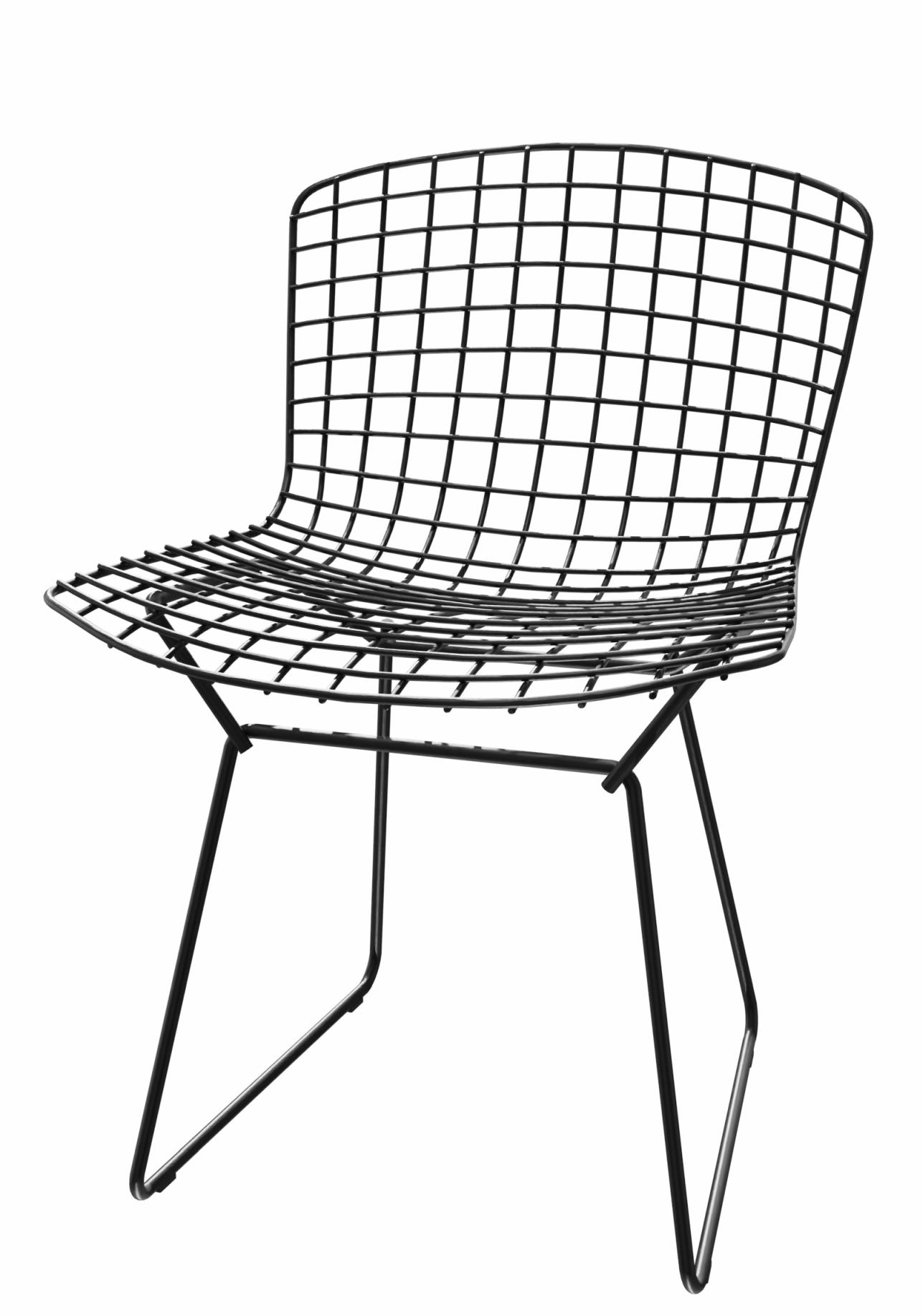 Schwarzer Bertoia Stuhl für den Außenbereich von Knoll International, Drahtgeflecht und minimalistisches Design.