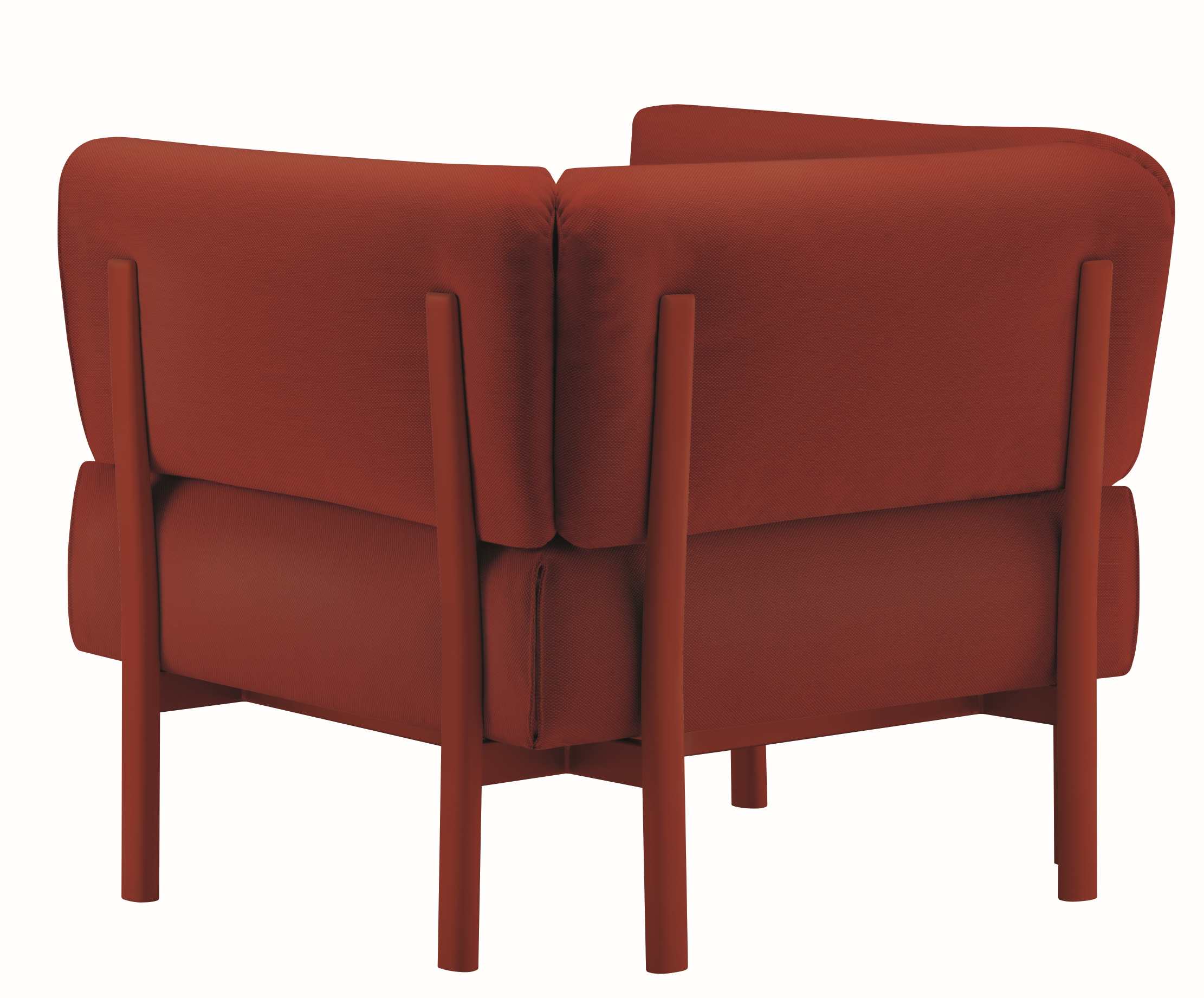 Eleven Sessel Alias 860 in Rot, Stoffbezug, moderne Wohnzimmermöbel, bequemer Design Sessel.