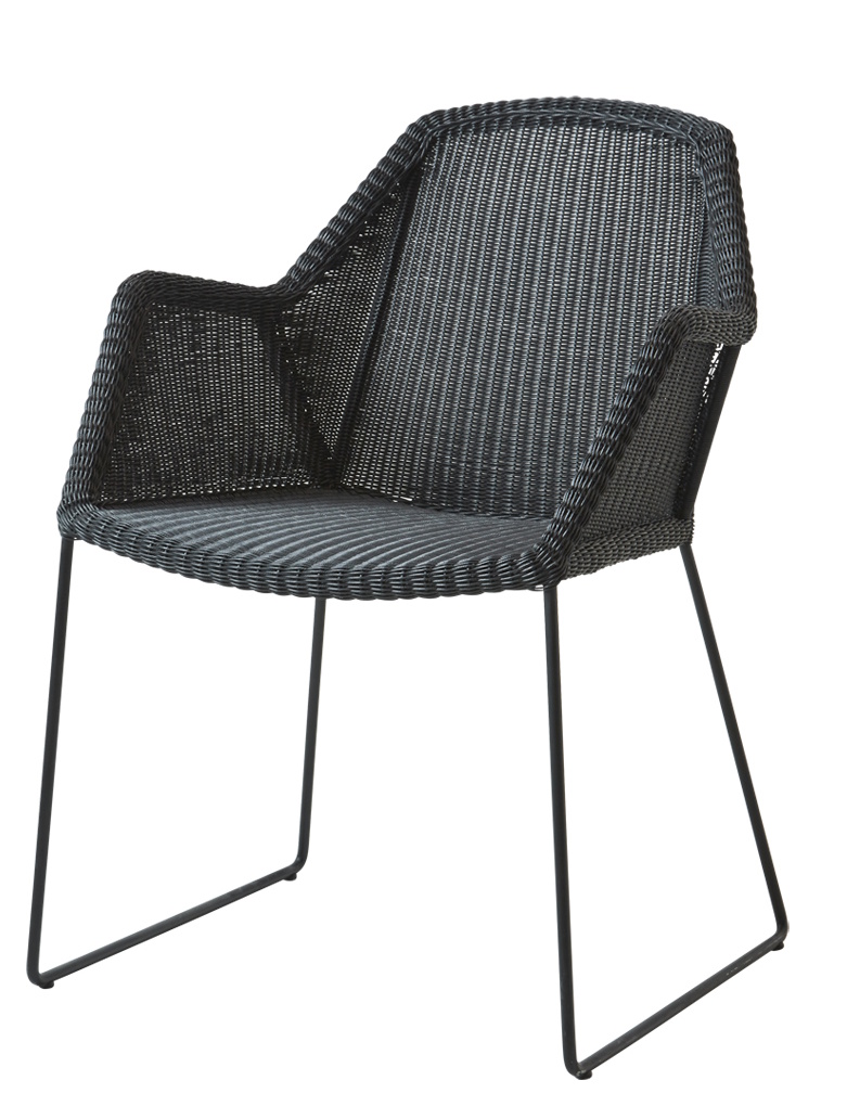 Breeze Outdoor-stoel met sledevoeten, set van 2, Cane-Line, zwart 
