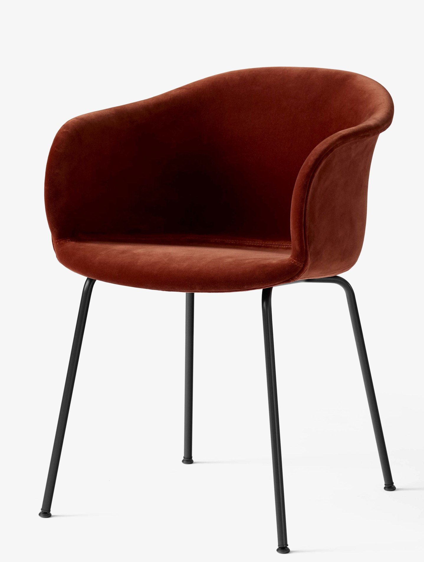 Elefy Lounge Chair mit Stahlrohrgestell und braunem Polsterstoff, moderner Sessel für Wohnzimmer.