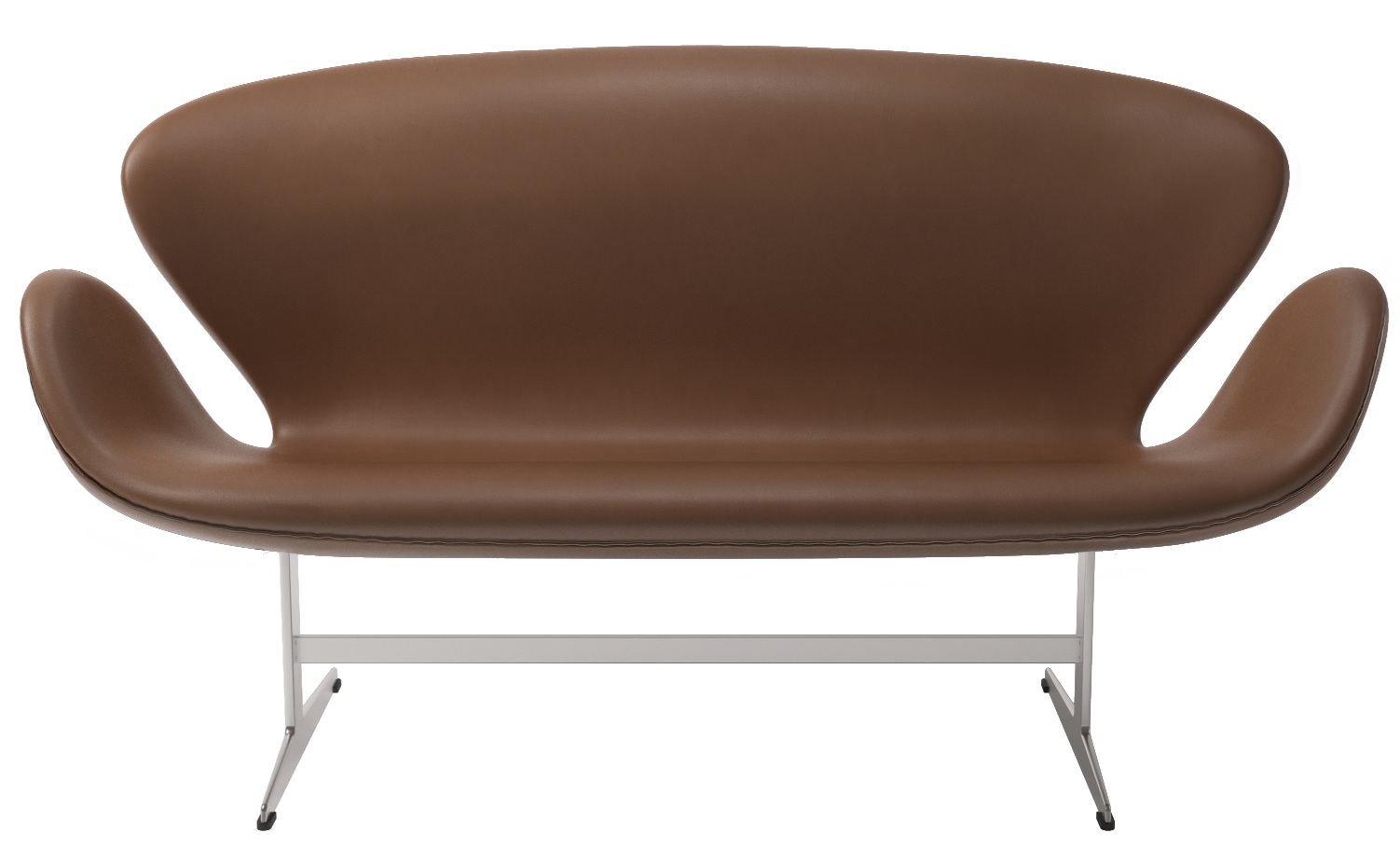 Braunes Swan Sofa von Fritz Hansen mit weißem Metallfuß, modernes Design für Wohnzimmer.