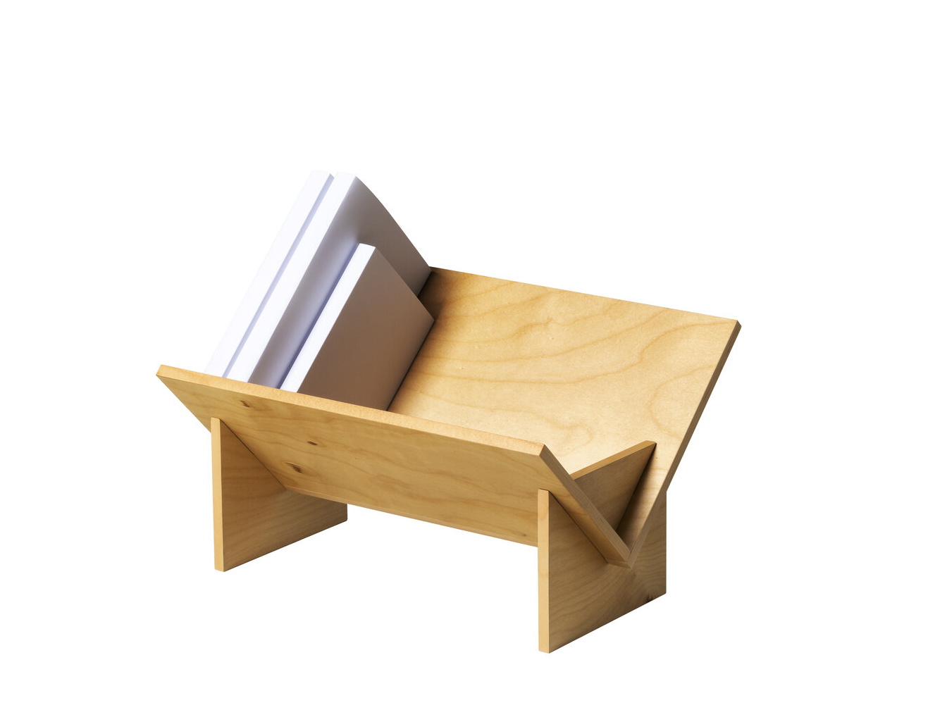 Oakland Bücherhalter aus Birke von Santa & Cole mit weißen Büchern, modernes Design.
