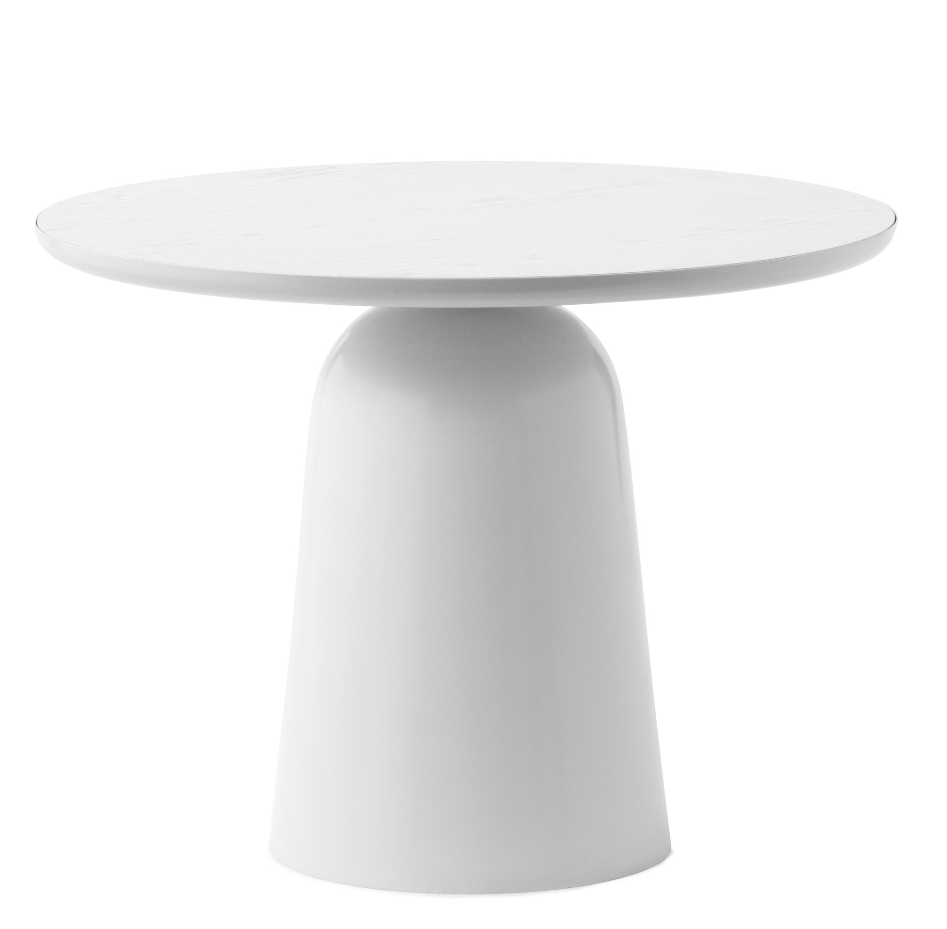 Weißer Turn Table Tisch von Normann Copenhagen, runder Beistelltisch mit trompetenförmigem Fuß für modernes Wohnzimmer.