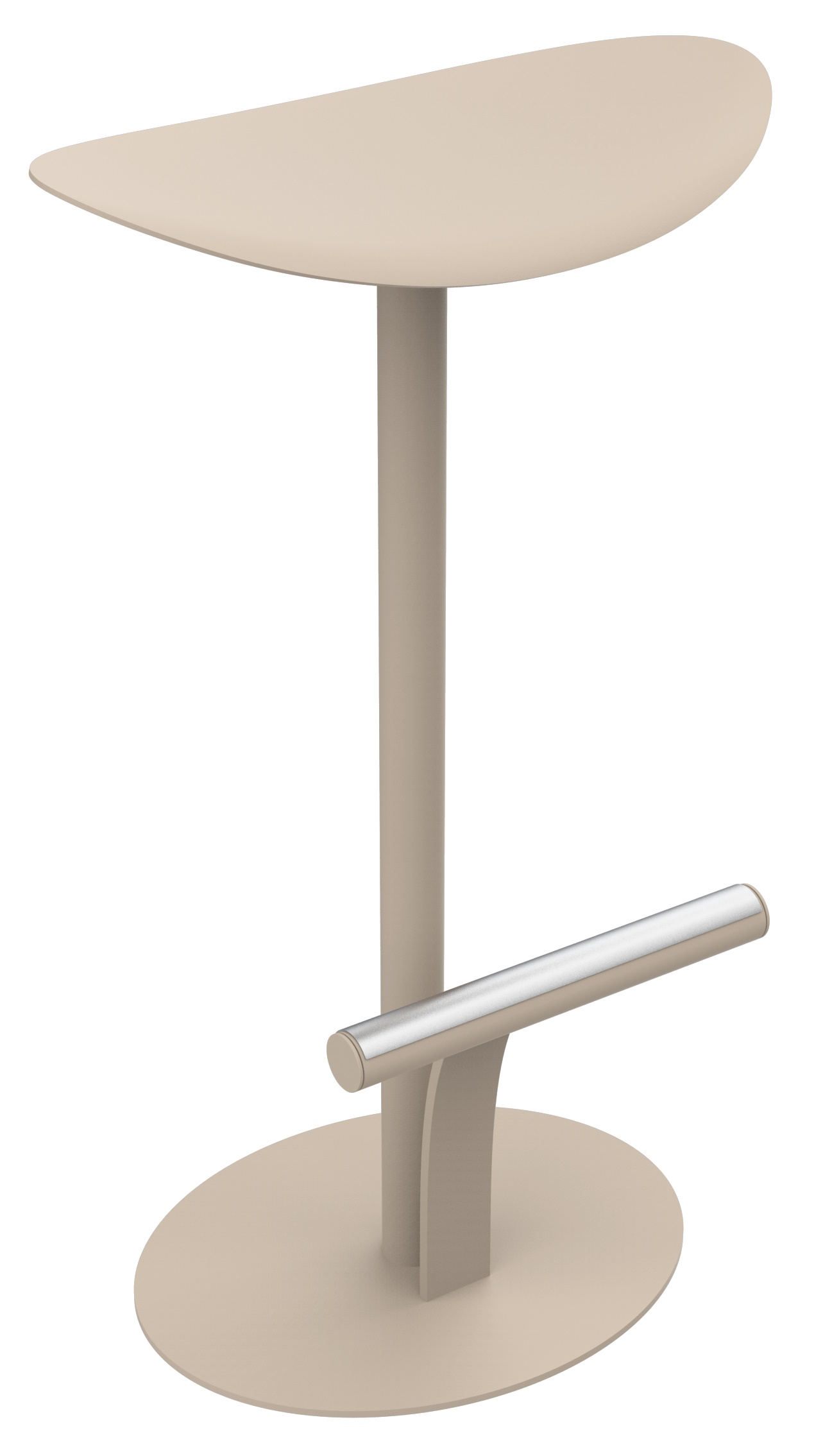 Bolder Barhocker von Fermob in Beige. Moderner, hoher Hocker für den Außenbereich mit Fußstütze.