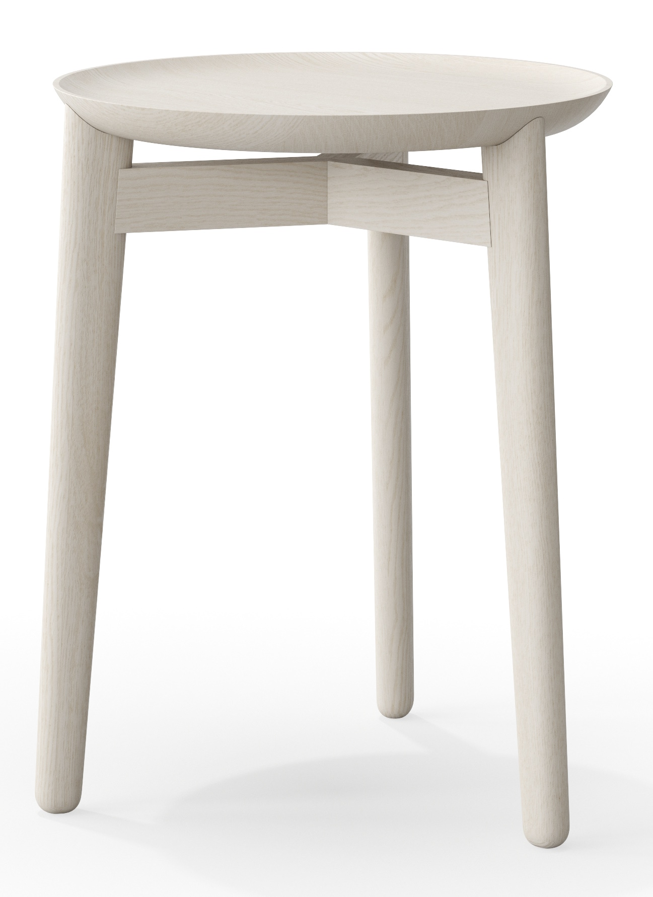 Plaisir Beistelltisch von Zeitraum, H 46 cm, aus hellem Holz, rund, minimalistisches Design.