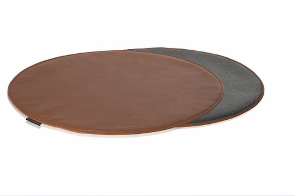 Braunes Seat Cushion Sitzkissen für Fritz Hansen 3107 Stuhl, runde Form, Lederoptik.