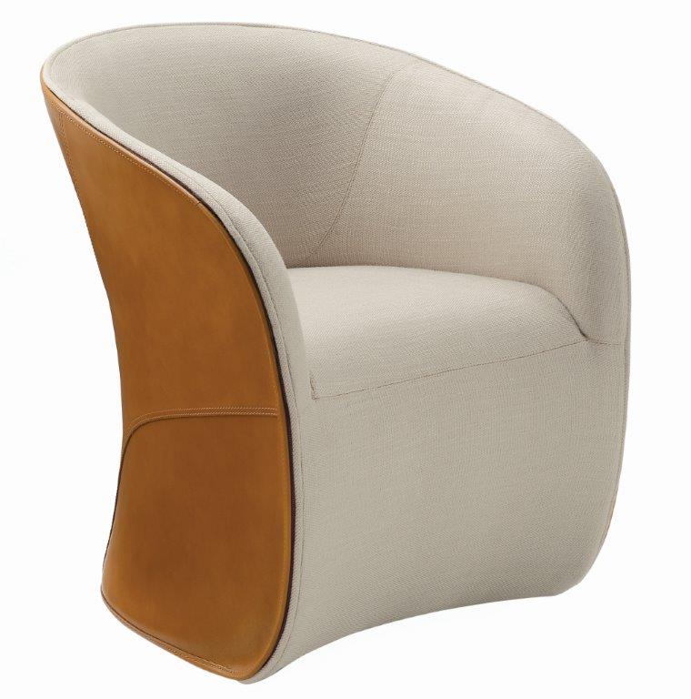 Calla Sessel von Zanotta: Moderner Ledersessel in Beige und Braun für Wohnzimmer und Büro.