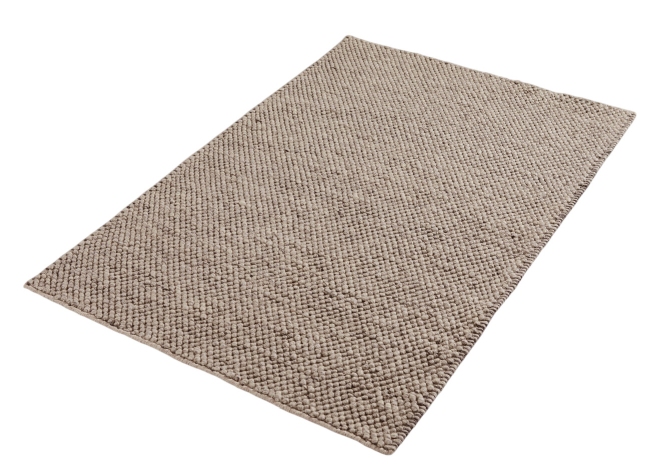 Beiger Tact Rug Teppich von Woud, 200x300 cm, Detailaufnahme der Textur. Moderner Teppich für Wohnzimmer.