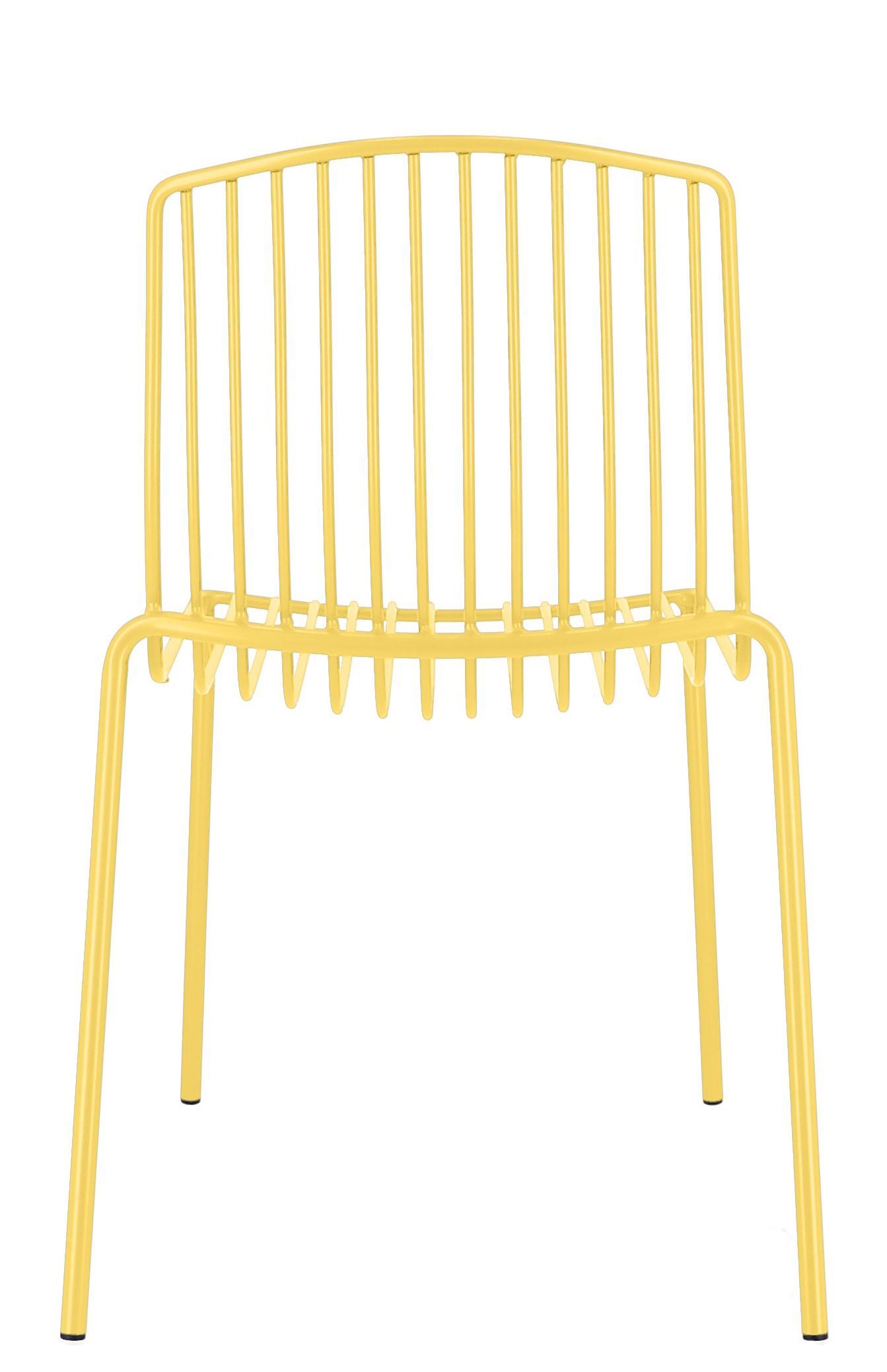 Gelber Mori Stuhl von Jan Kurtz, ein moderner Outdoor-Stuhl aus Metall.
