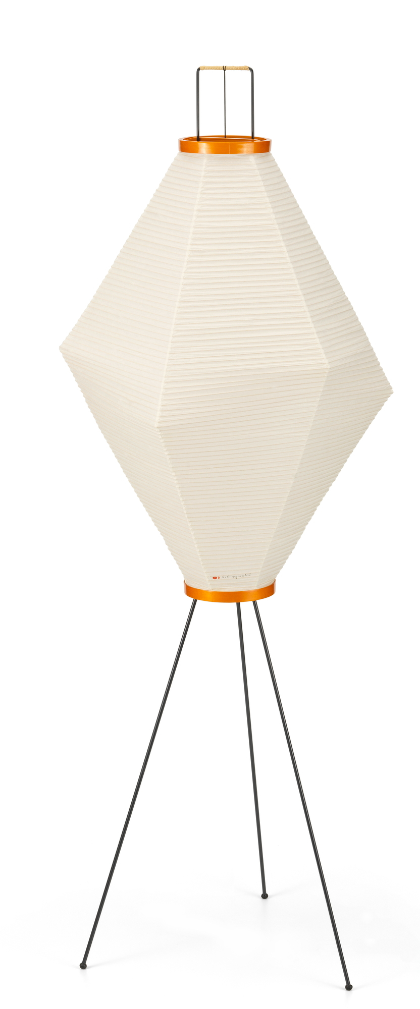 Akari Stehleuchte von Vitra mit Papierlampenschirm und schwarzem Stativfuß, modernes Design.