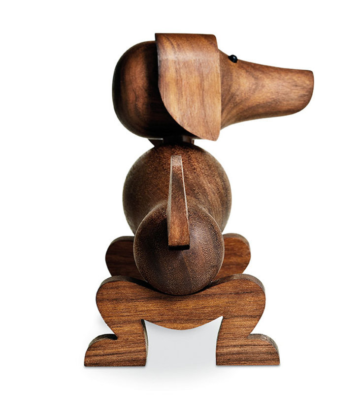 Kay Bojesen Hund Holzfigur, handgefertigte Deko-Figur aus Holz, skandinavisches Design.