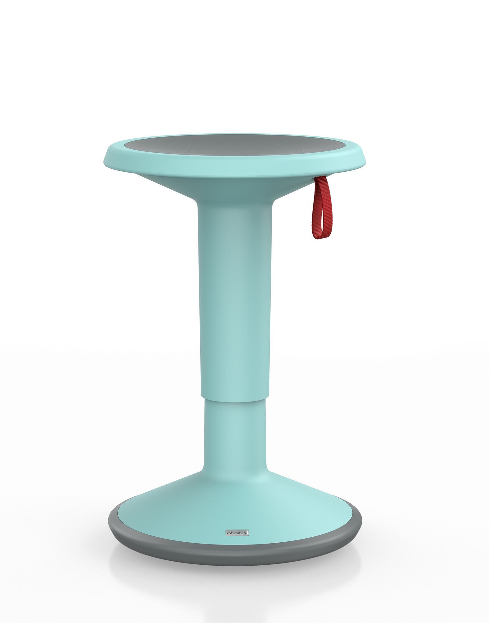 UPis1 Hocker von Interstuhl in Pastelltürkis, ergonomischer Stehhocker für dynamisches Sitzen im Büro.