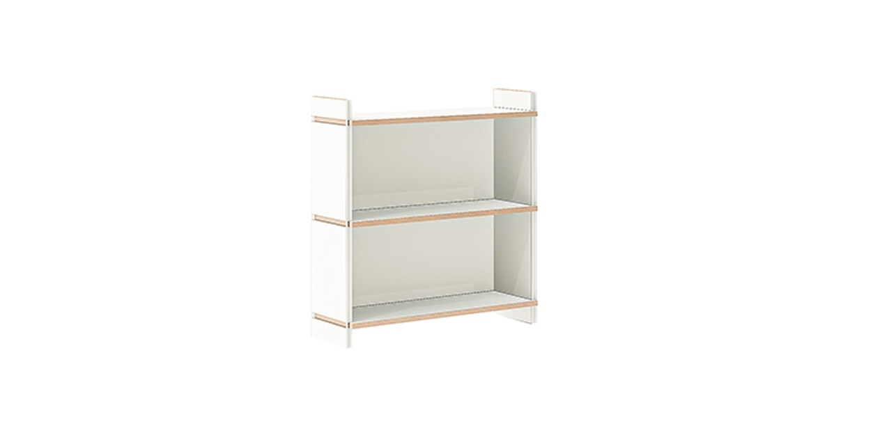 Tojo Regal Grundmodul mit zwei Fächern, weißes Holzregal für Wohnzimmer und Büro.