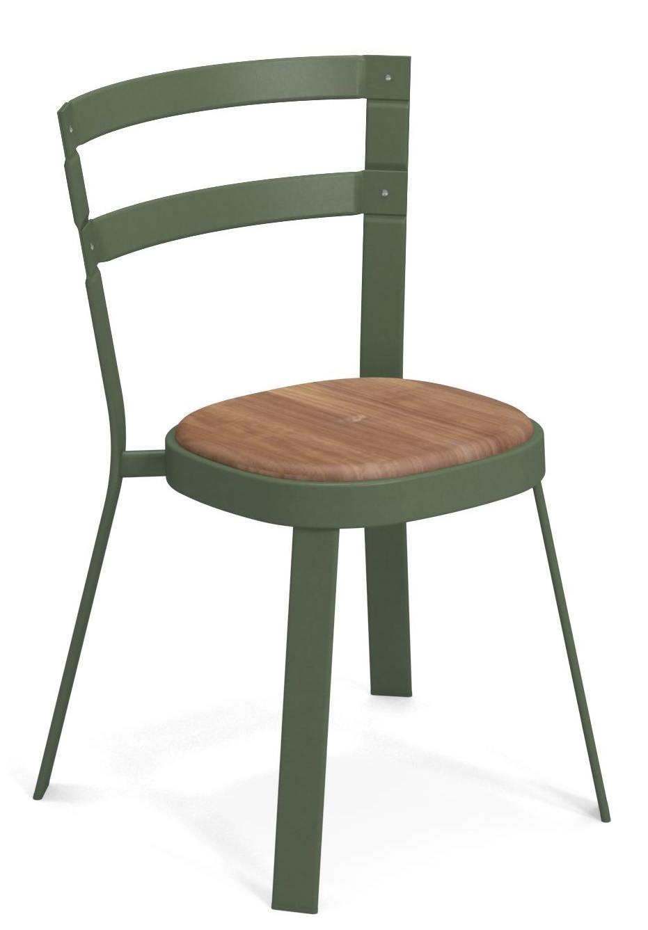 Thor Chair Outdoor Emu: Grüner Gartenstuhl mit Holz-Sitzfläche, ideal für Terrasse und Balkon.