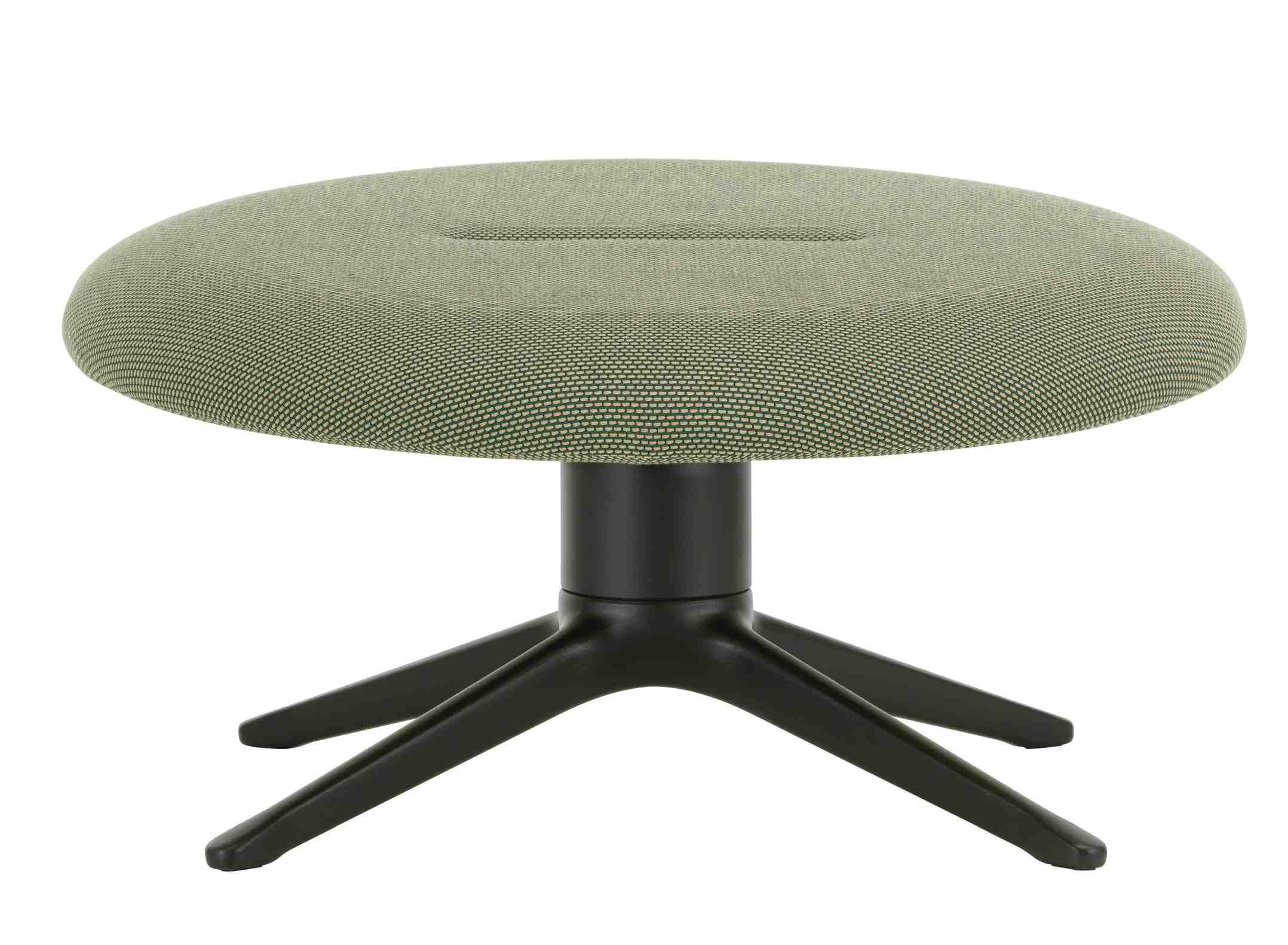 Abalon Platform Ottoman von Vitra, grüner Hocker mit schwarzem Fußkreuz, modernes Möbeldesign.