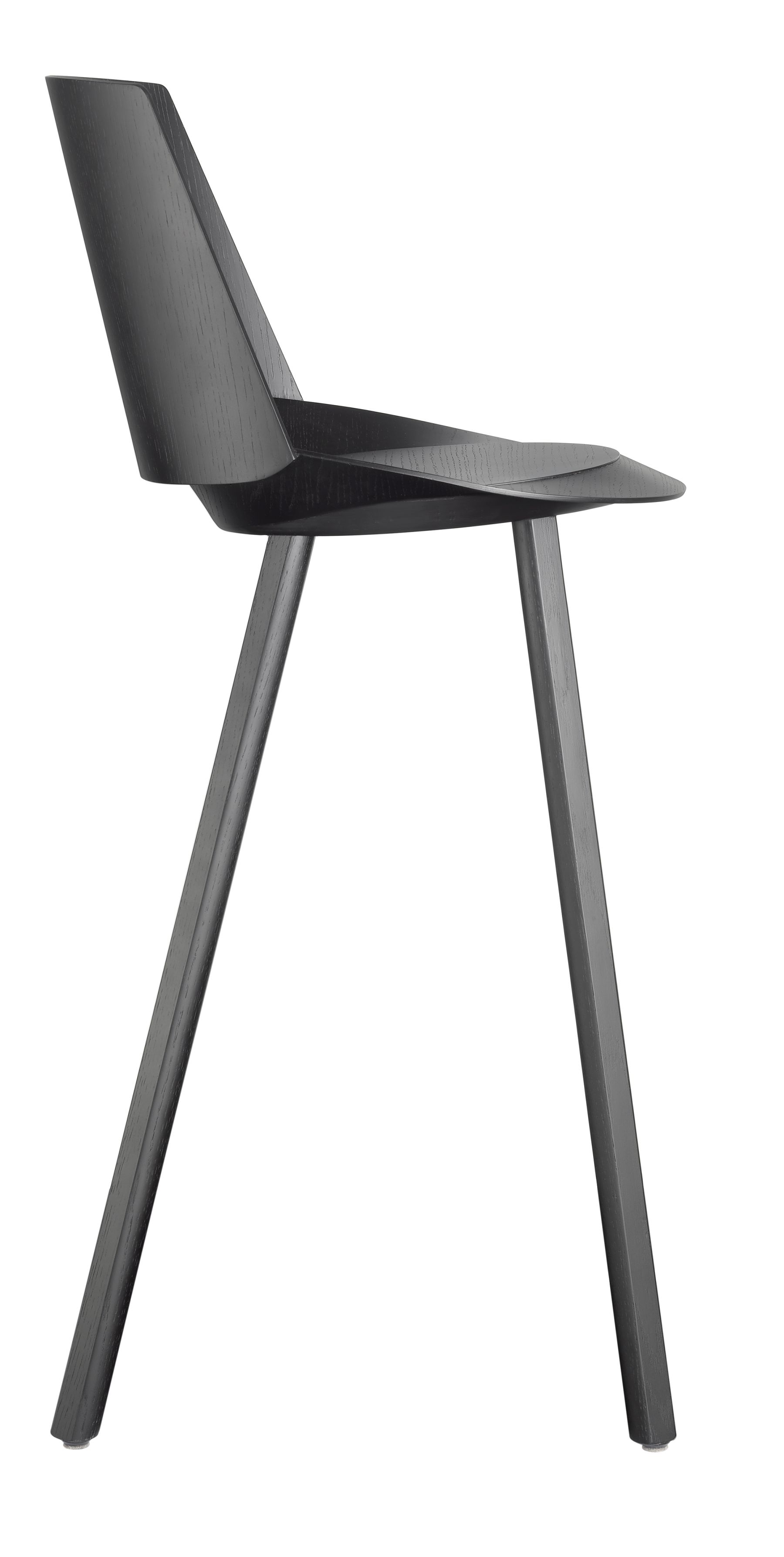 ST10 Jean Hocker: Schwarzer Holzstuhl mit Rückenlehne, modernes Design für Esszimmer und Küche.