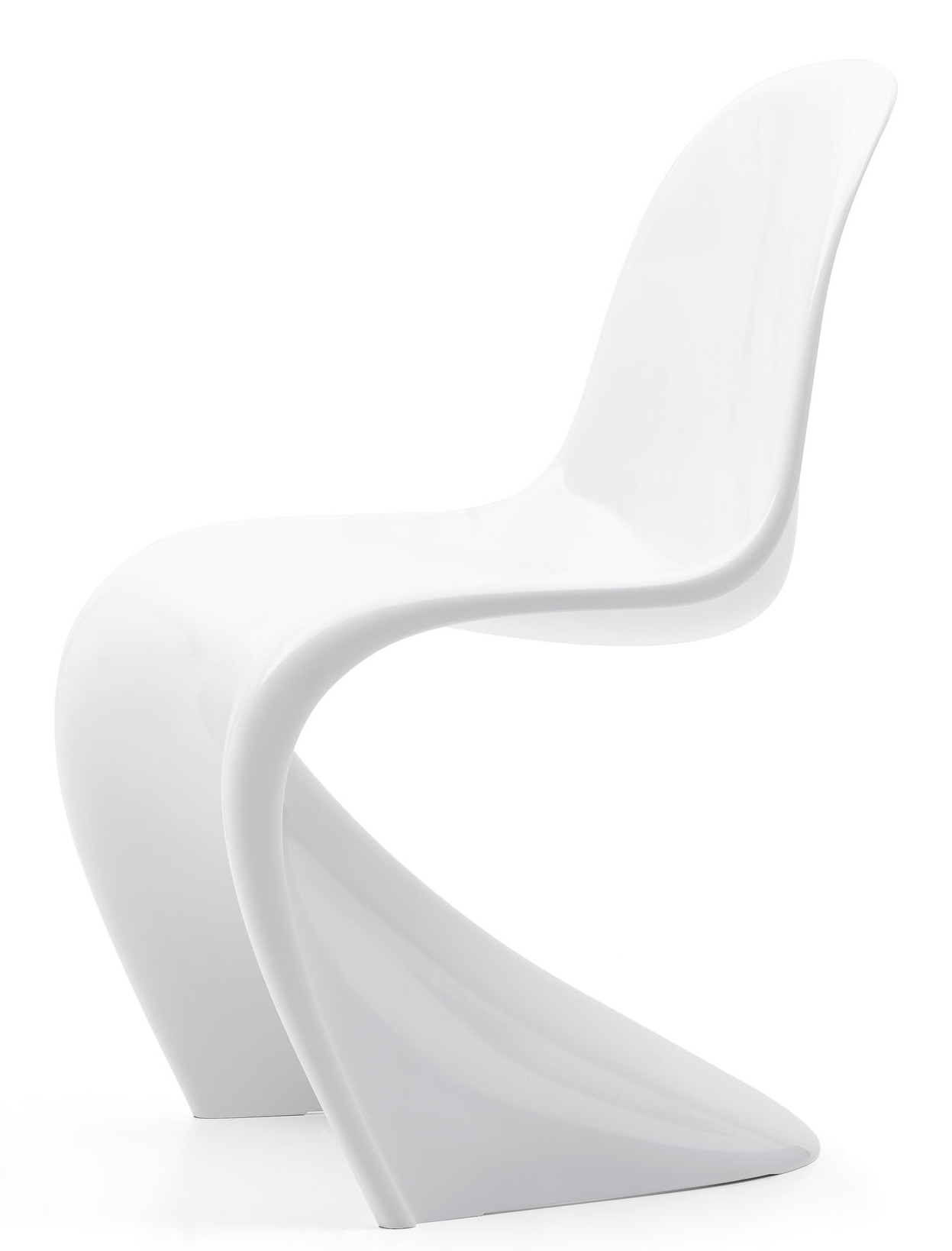 Weißer Panton Chair Kunststoffstuhl von Vitra in neuer Höhe, modernes Design Möbel.