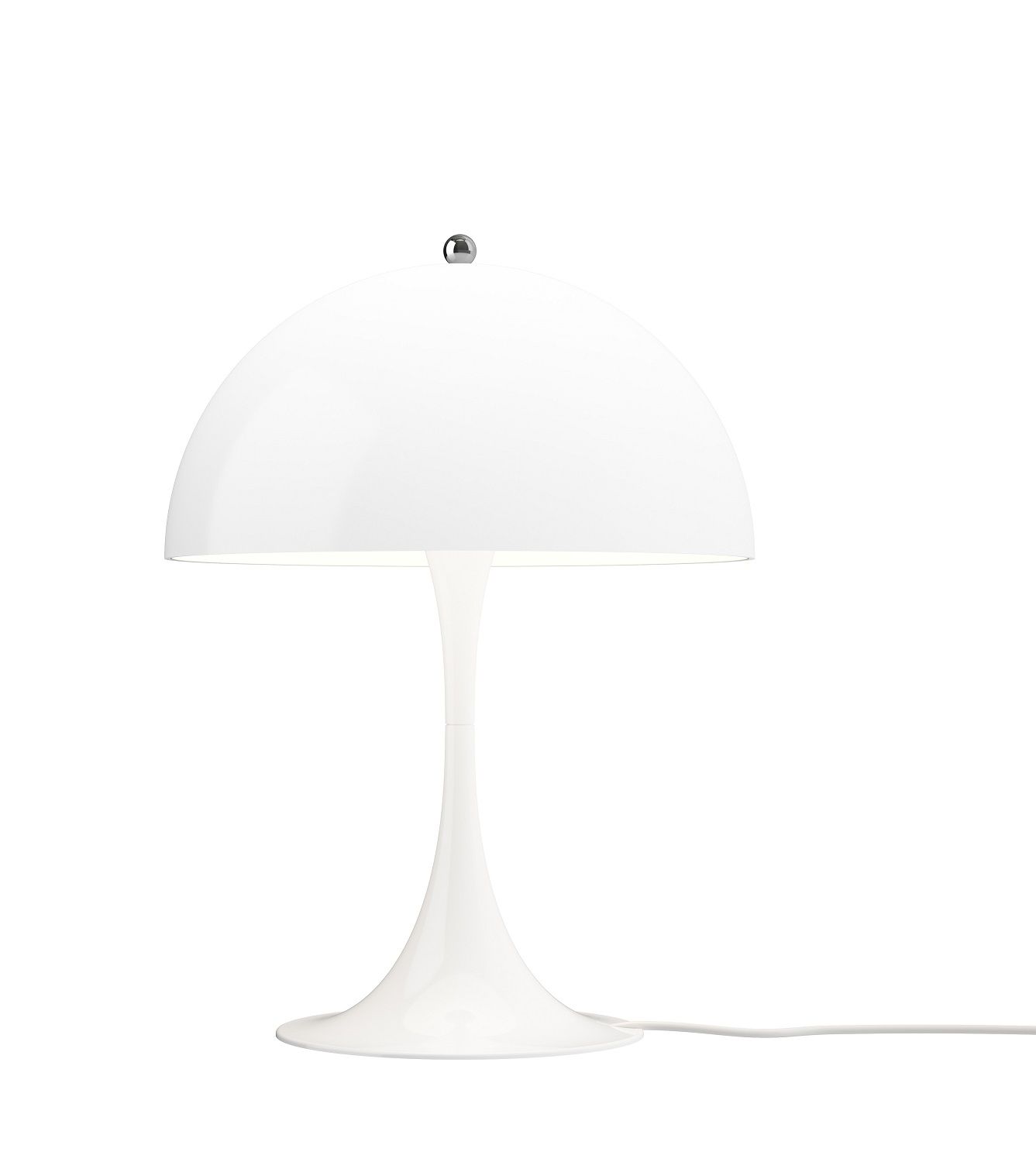 Panthella 320 Tischleuchte von Louis Poulsen in Opal Weiss, moderne Design Lampe für Wohnzimmer und Büro.