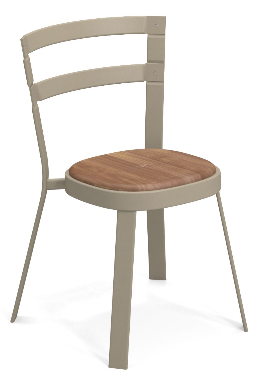 Emu Thor Chair Outdoor Stuhl, Gestell in Taupe, Sitzfläche in Holzoptik, Gartenmöbel.