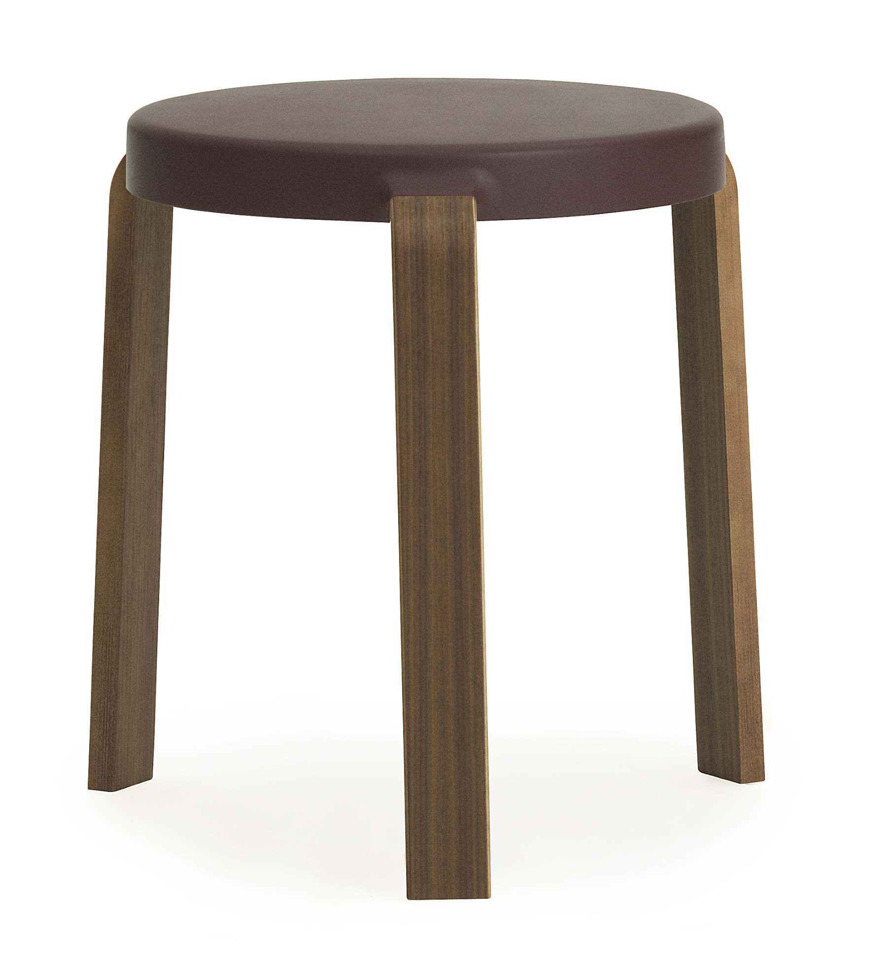 Tap Hocker von Normann Copenhagen, brauner Sitz und Holzbeine, moderner Sitzhocker für Wohnzimmer und Küche.