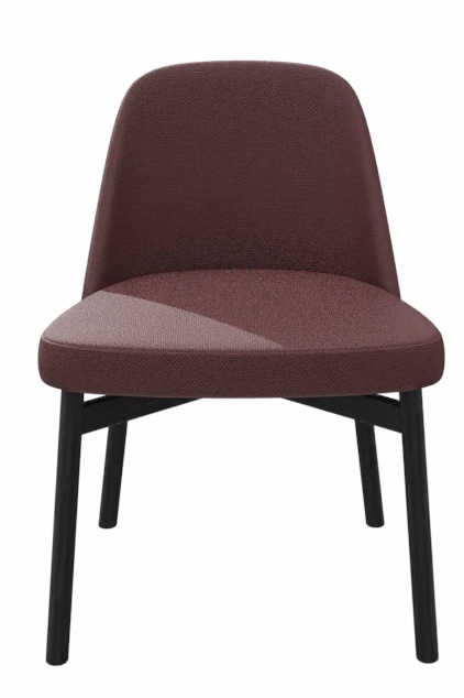 Knoll International Kollektion 016 Stuhl ohne Armlehnen, brauner Stoffbezug und schwarzes Holzgestell.