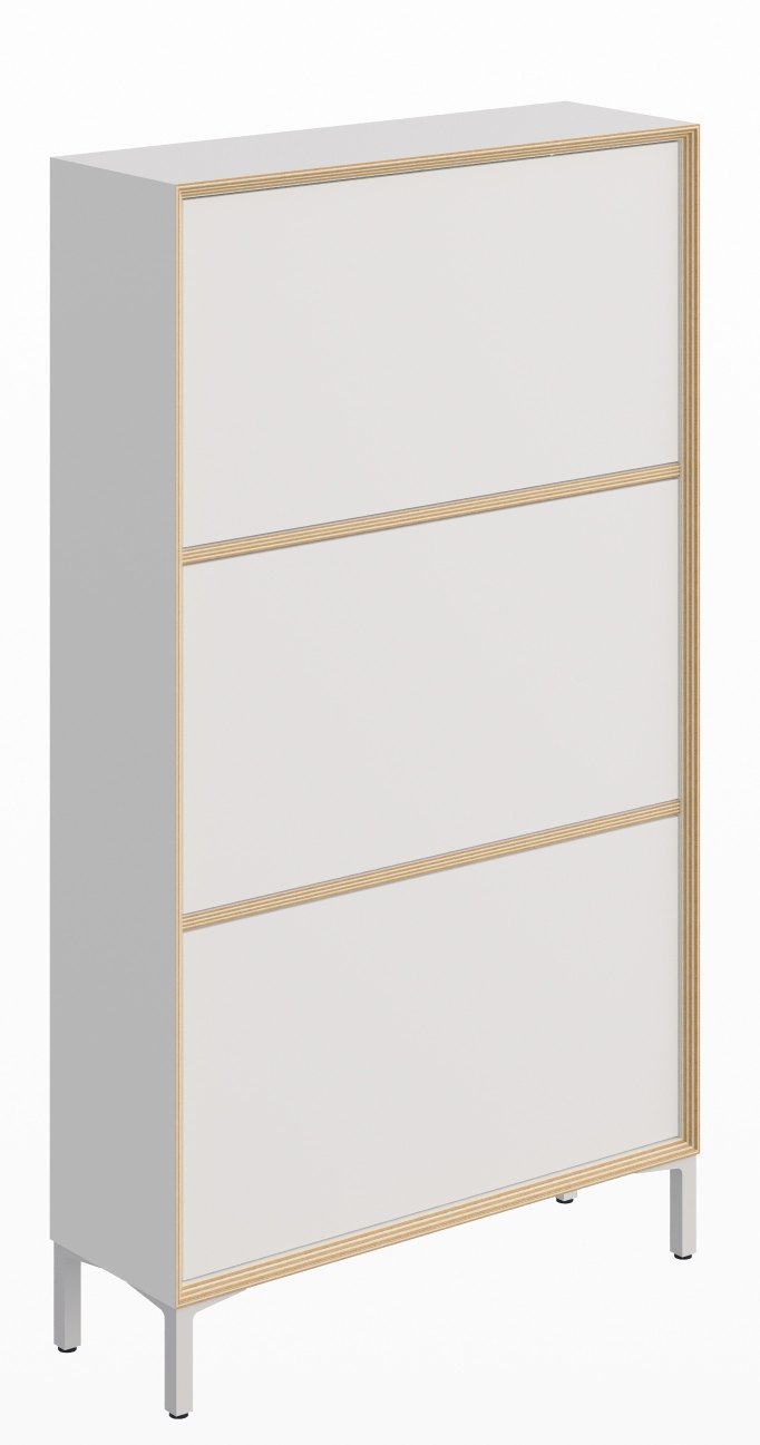 Vertiko Schuhschrank von Müller Möbelwerkstätten in Weiß mit drei Fächern und schlichtem, modernem Design.